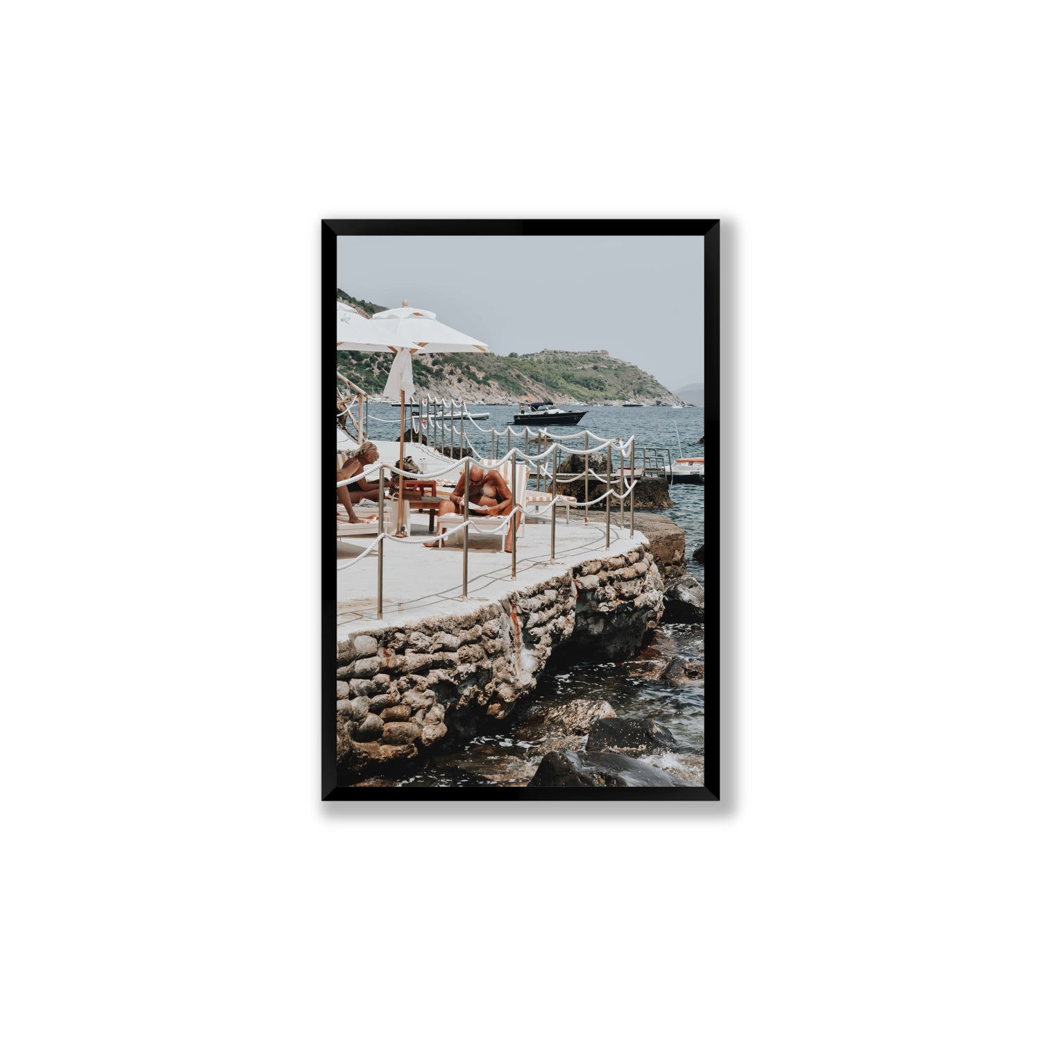Nonno e Nonna Tuscany coastal Italian wall art Large full-bleed fine art print in black frame