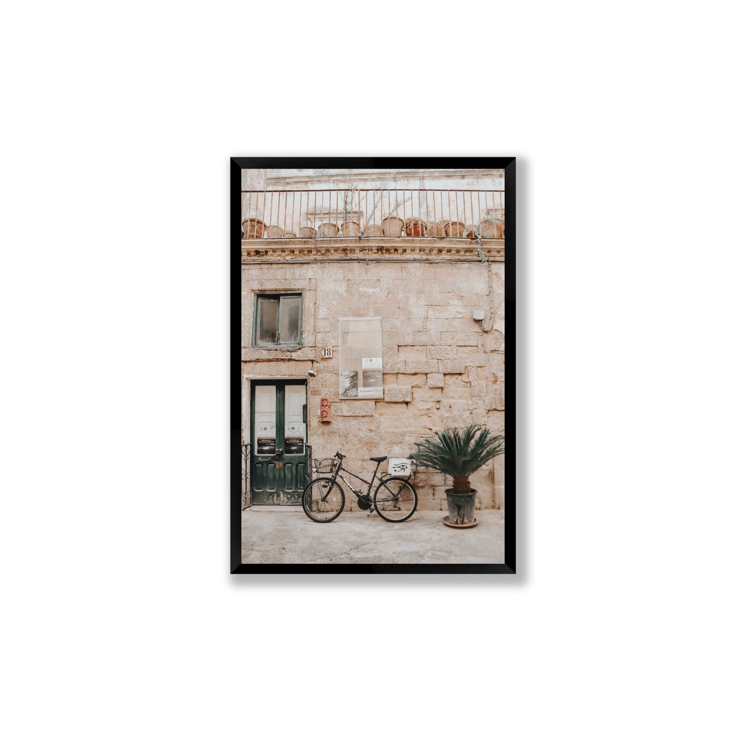 Golden Facades Puglia Lecce Italian wall art Large full-bleed fine art print in black frame