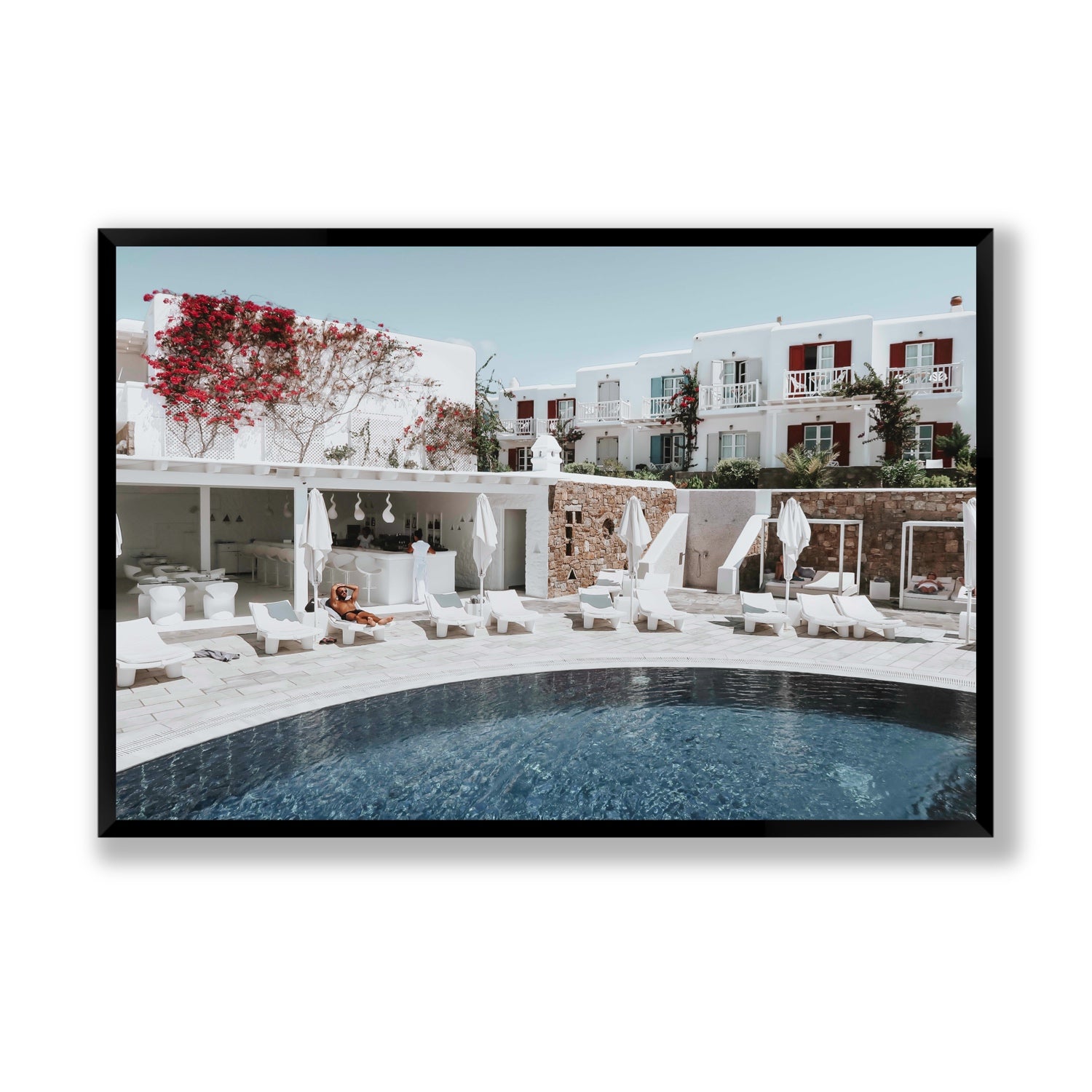 Got The First Lounge fine art print, Mykonos, Greece, Statement, Black Frame · Full Bleed, Fine Art Print