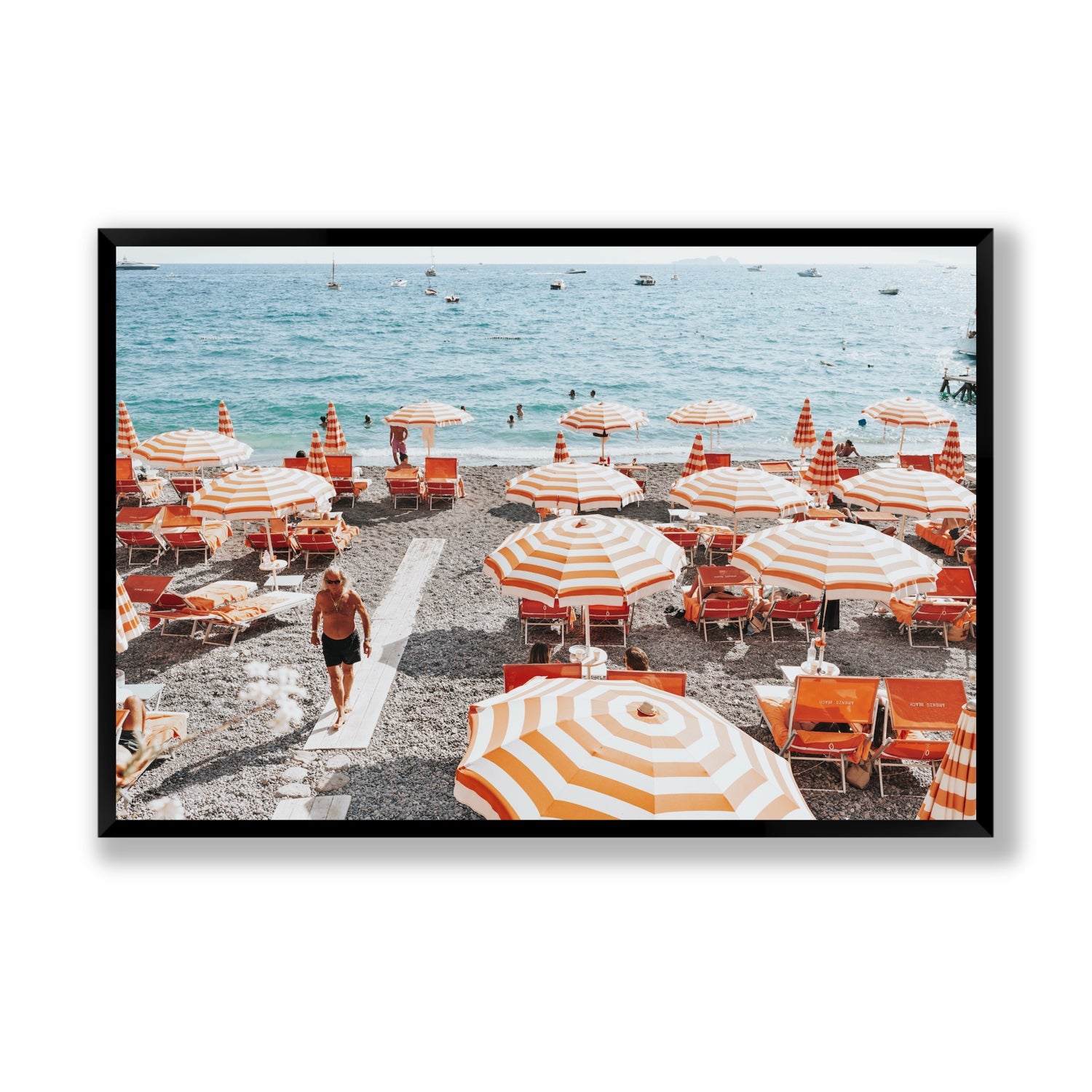 Shoreline Strut Positano wall art Statement full-bleed fine art print in black frame