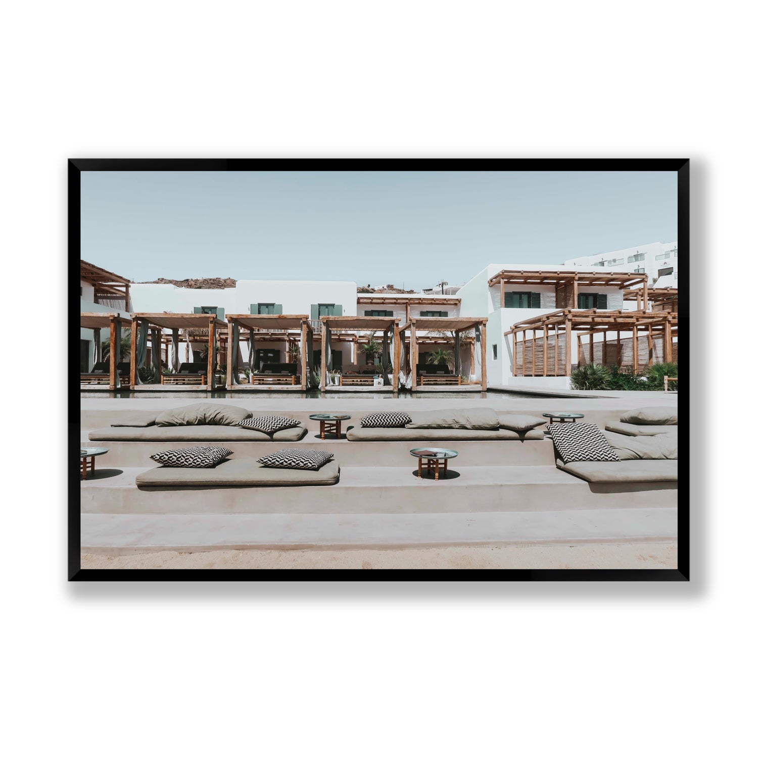 Platis Gialos fine art print, Mykonos, Greece, Statement, Black Frame · Full Bleed, Fine Art Print