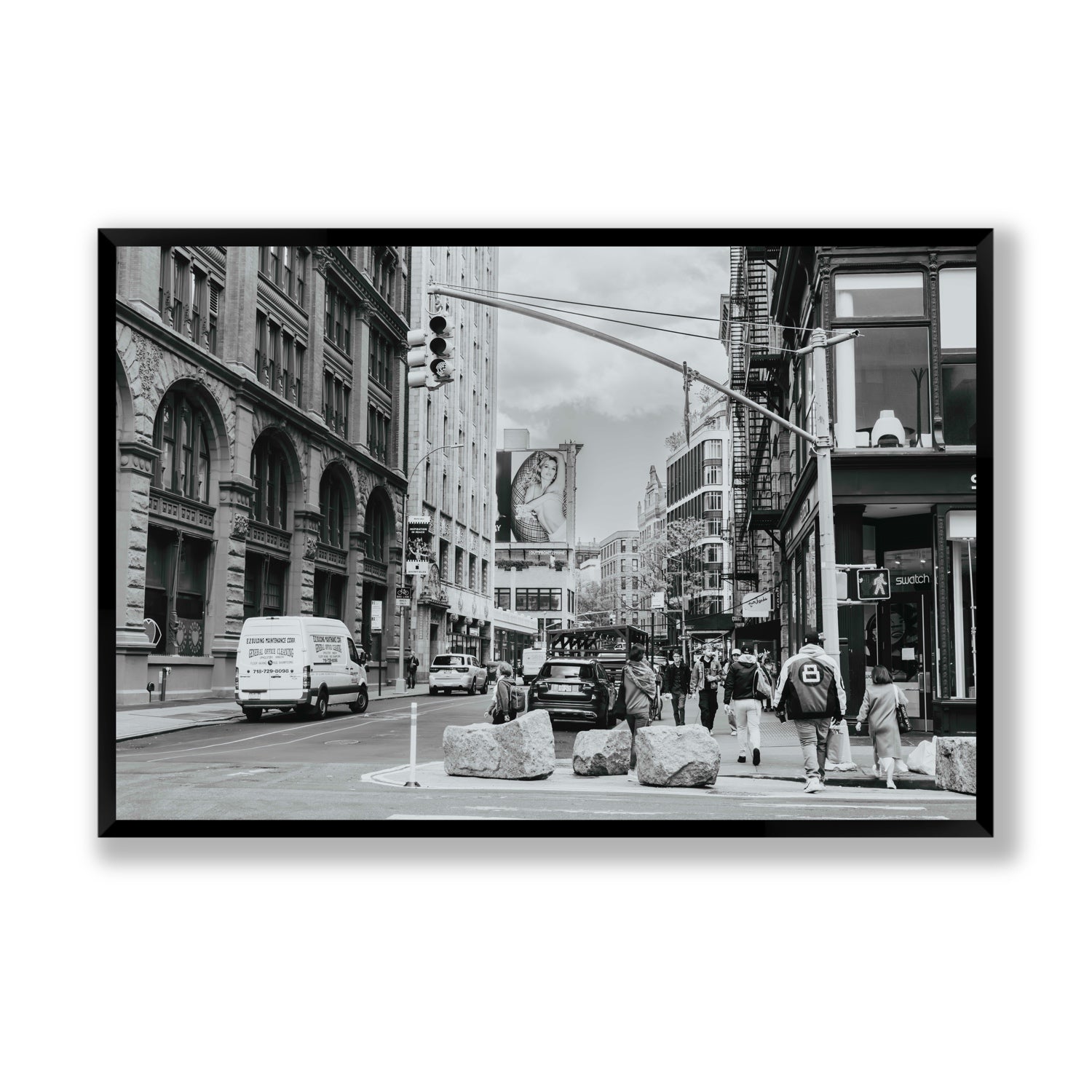 Inkwell Metropolis New York NYC Black & White wall art Statement full-bleed fine art print in black frame
