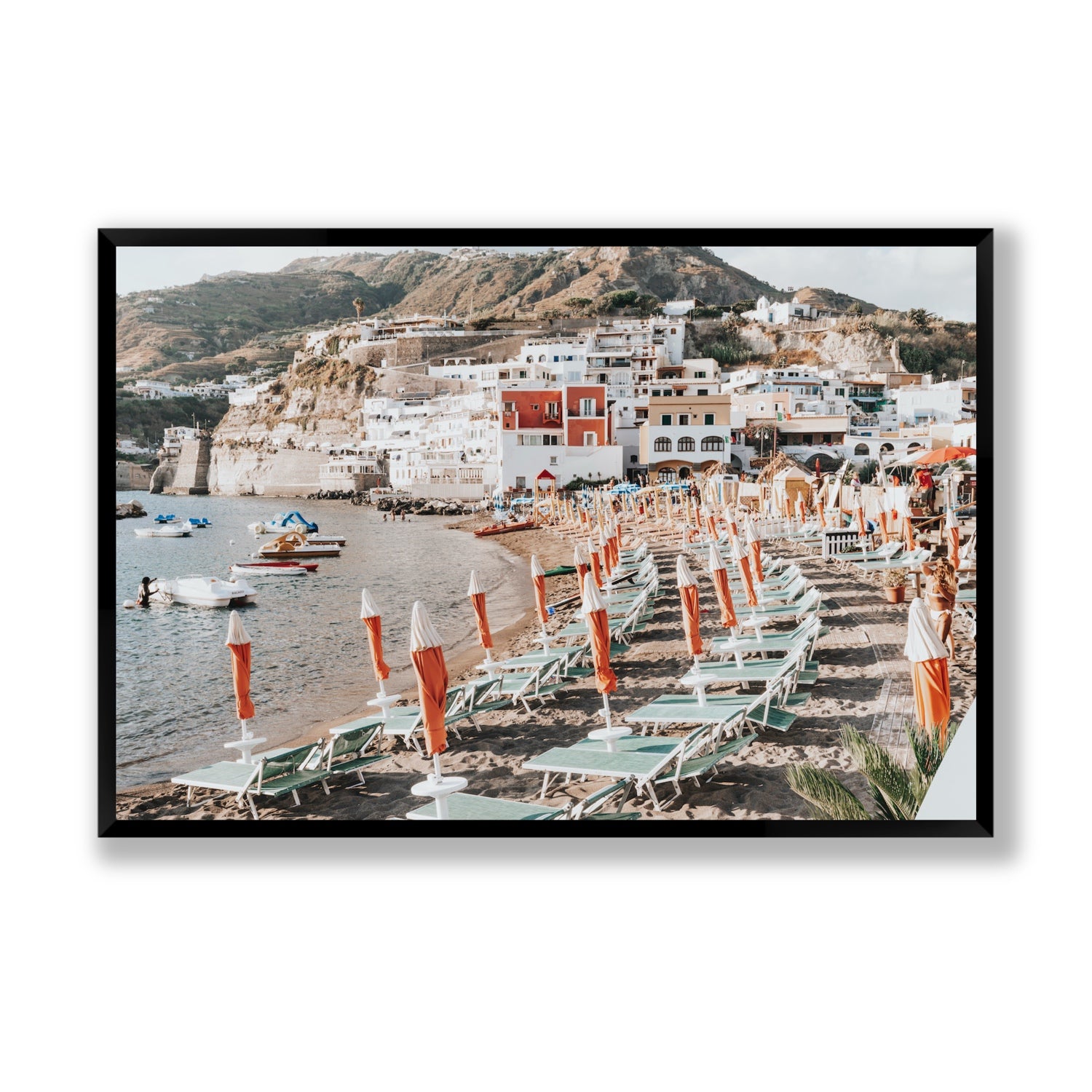 Sole Estivo Ischia Italian coastal wall art Statement full-bleed fine art print in black frame
