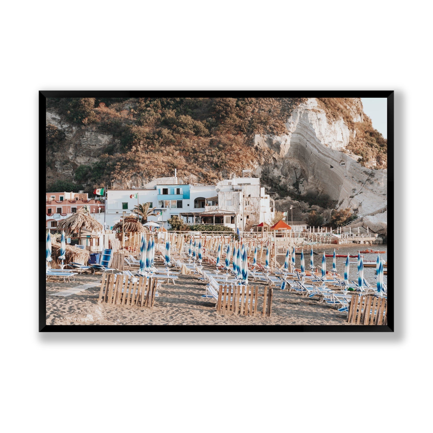 Sant' Angelo Ischia Italian coastal wall art Statement full-bleed fine art print in black frame