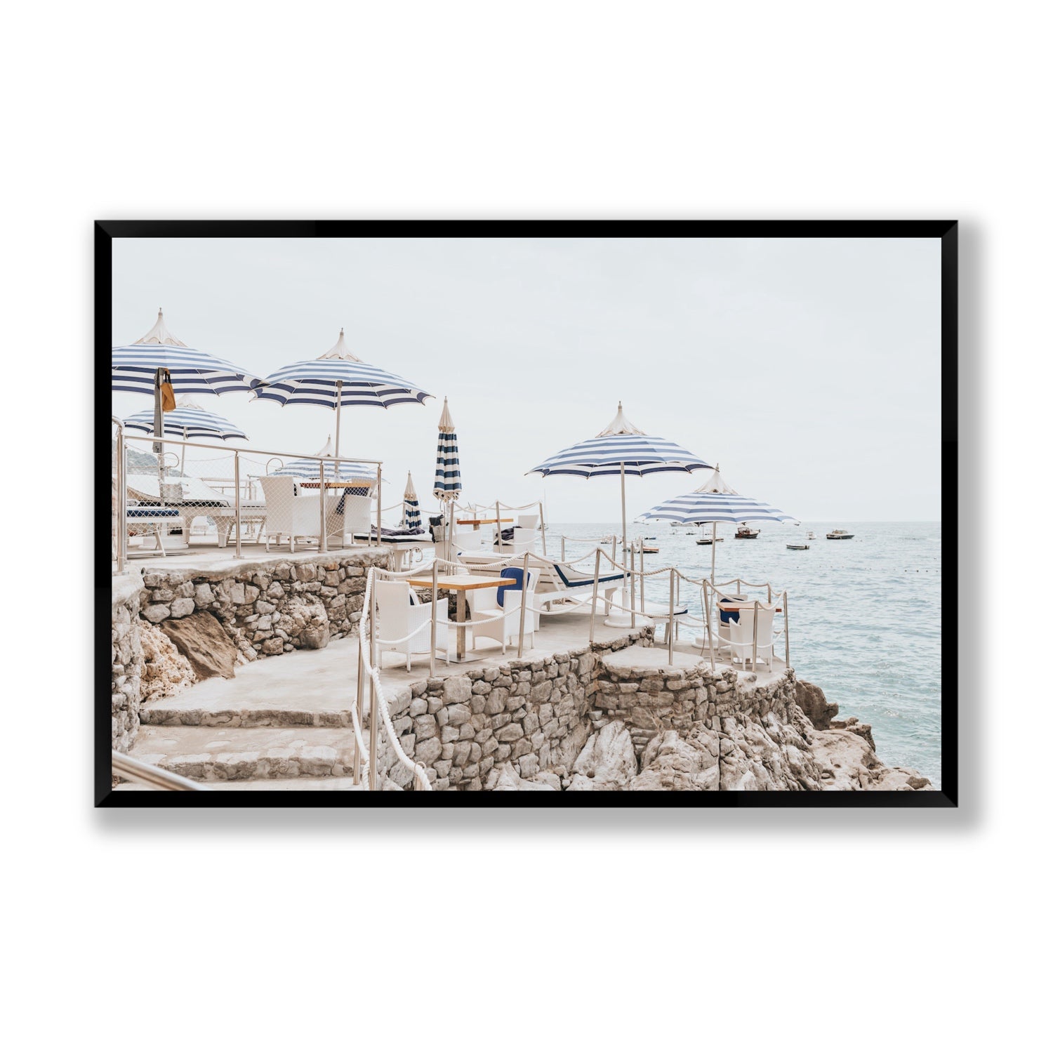 Ombrelloni fine art print, Positano, Italy, Statement, Black Frame · Full Bleed, Fine Art Print