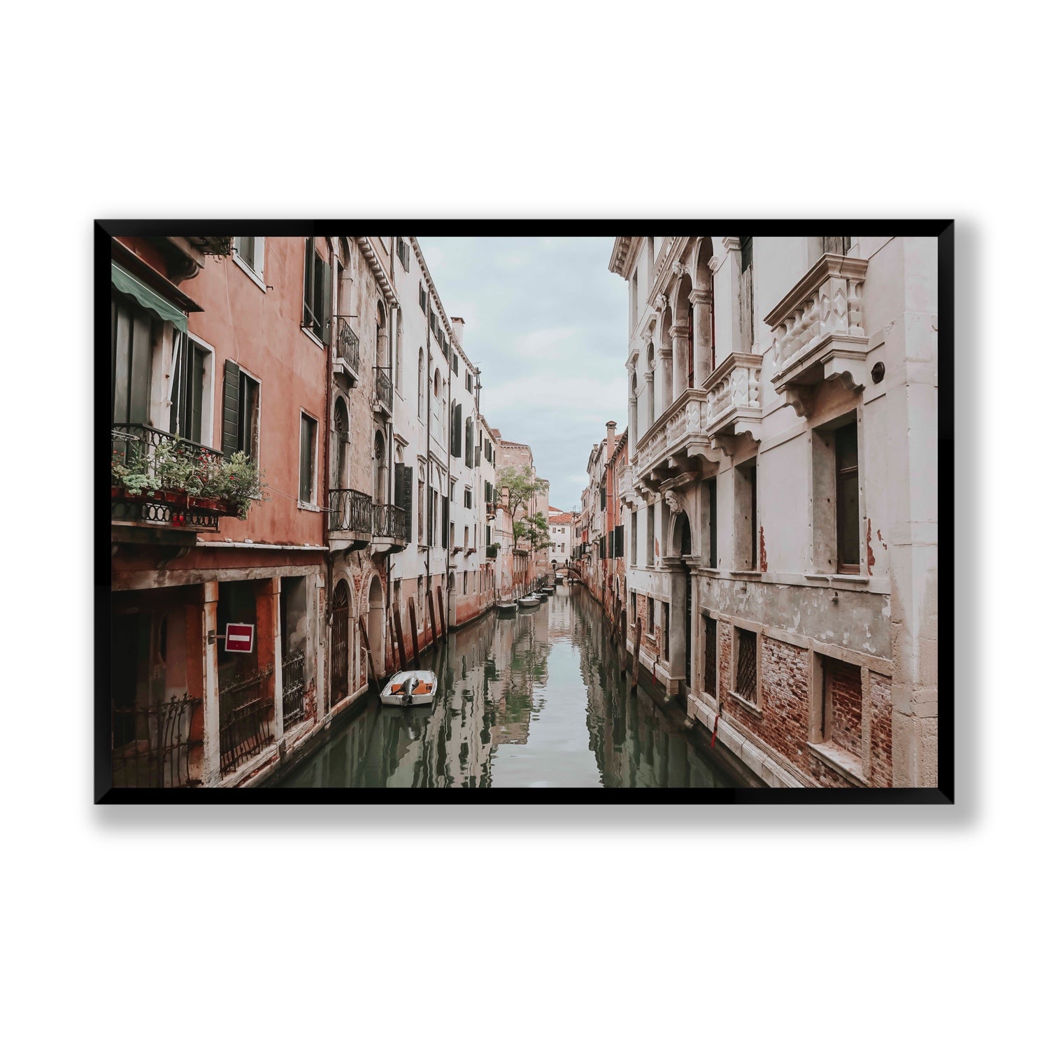 The Floating City Venice Canal Italian decor wall art Statement full-bleed fine art print in black frame
