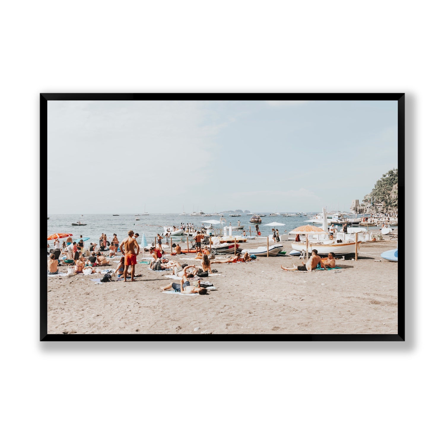 Beachy Vibes fine art print, Positano, Italy, Statement, Black Frame · Full Bleed, Fine Art Print