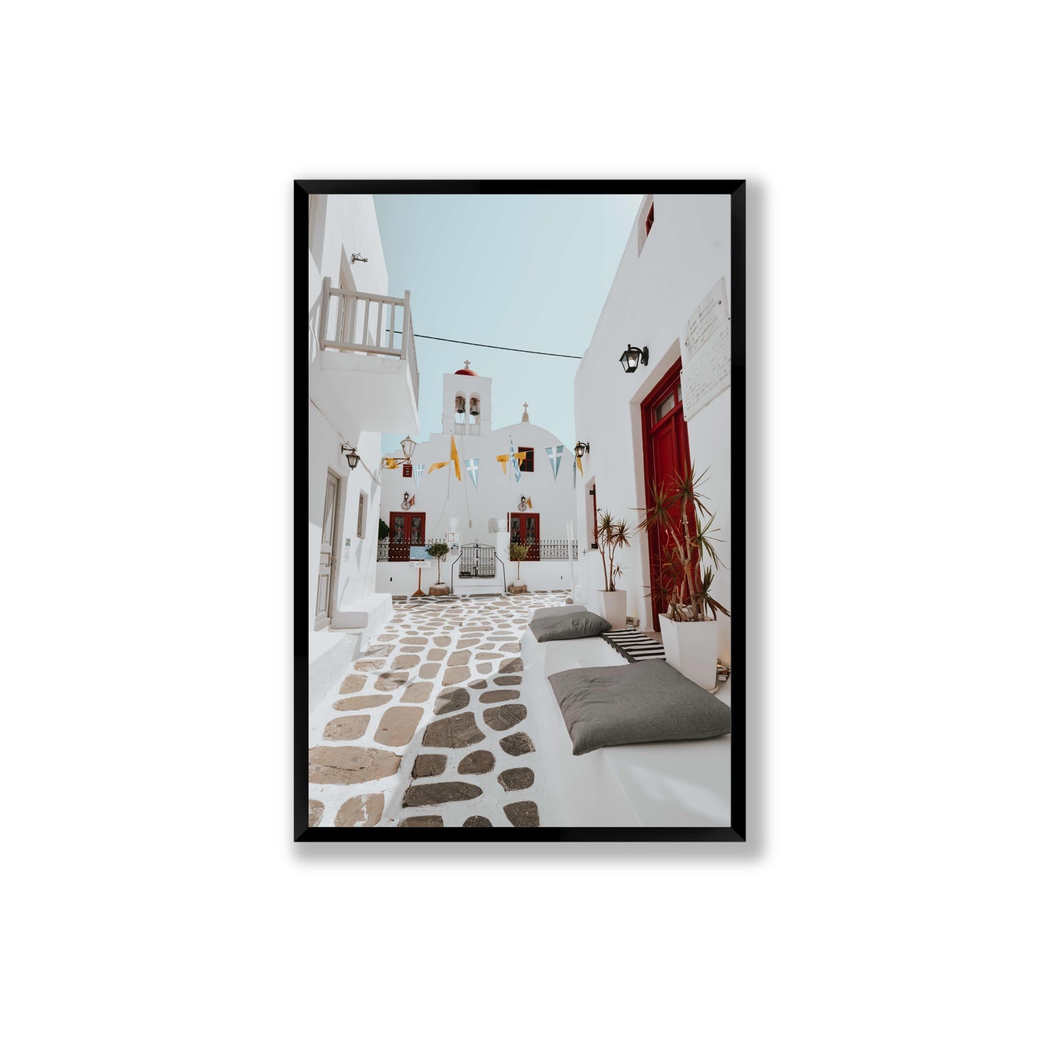 Cycladic Charm fine art print, Mykonos, Greece, Extra Large, Black Frame · Full Bleed, Fine Art Print
