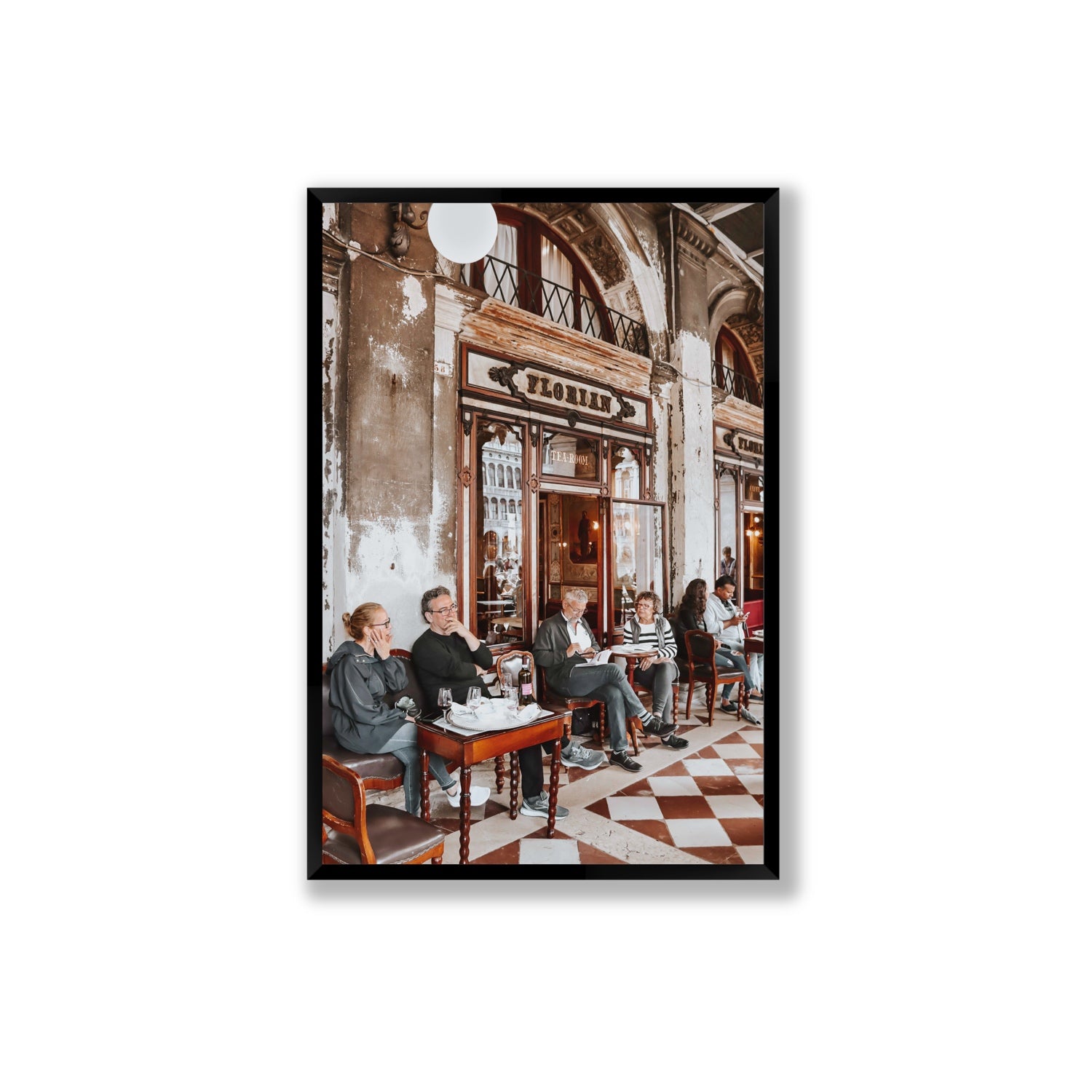 Tea Room Venice Italian wall art Extra Large full-bleed fine art print in black frame