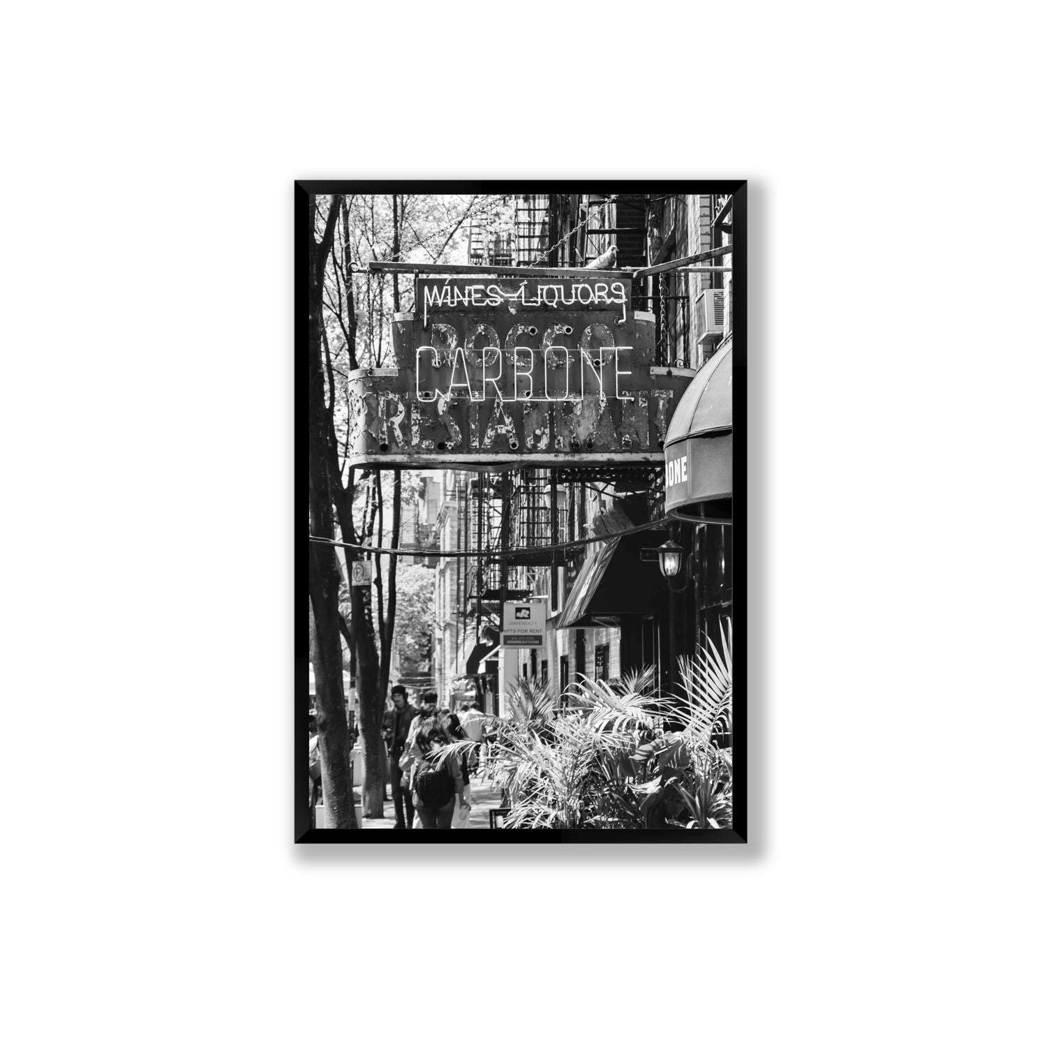 Paparazzi To Pasta New York NYC Black & White wall art Extra Large full-bleed fine art print in black frame