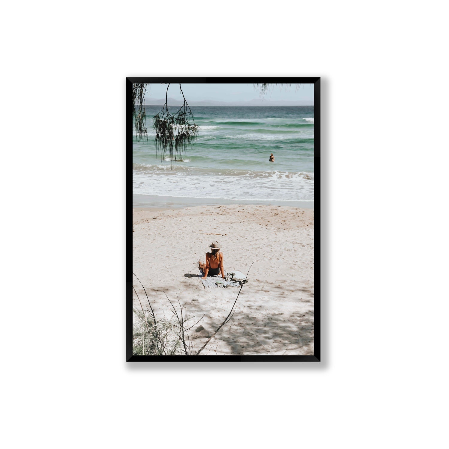 Take It Easy Byron Bay beach coastal decor wall art Extra Large full-bleed fine art print in black frame