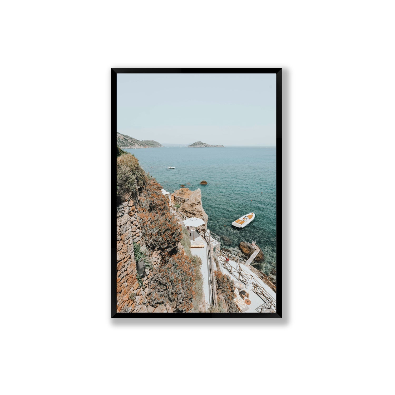 Front Row Seat Tuscany coastal wall art Extra Large full-bleed fine art print in black frame