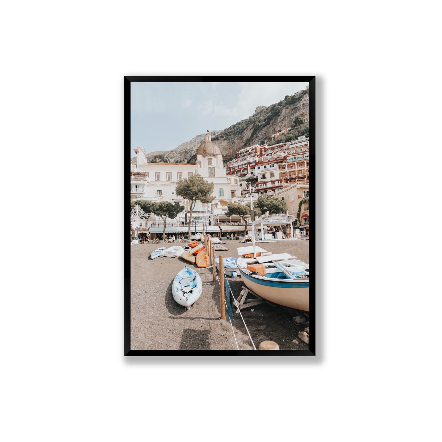Seaside Hues Positano wall art Extra Large full-bleed fine art print in black frame