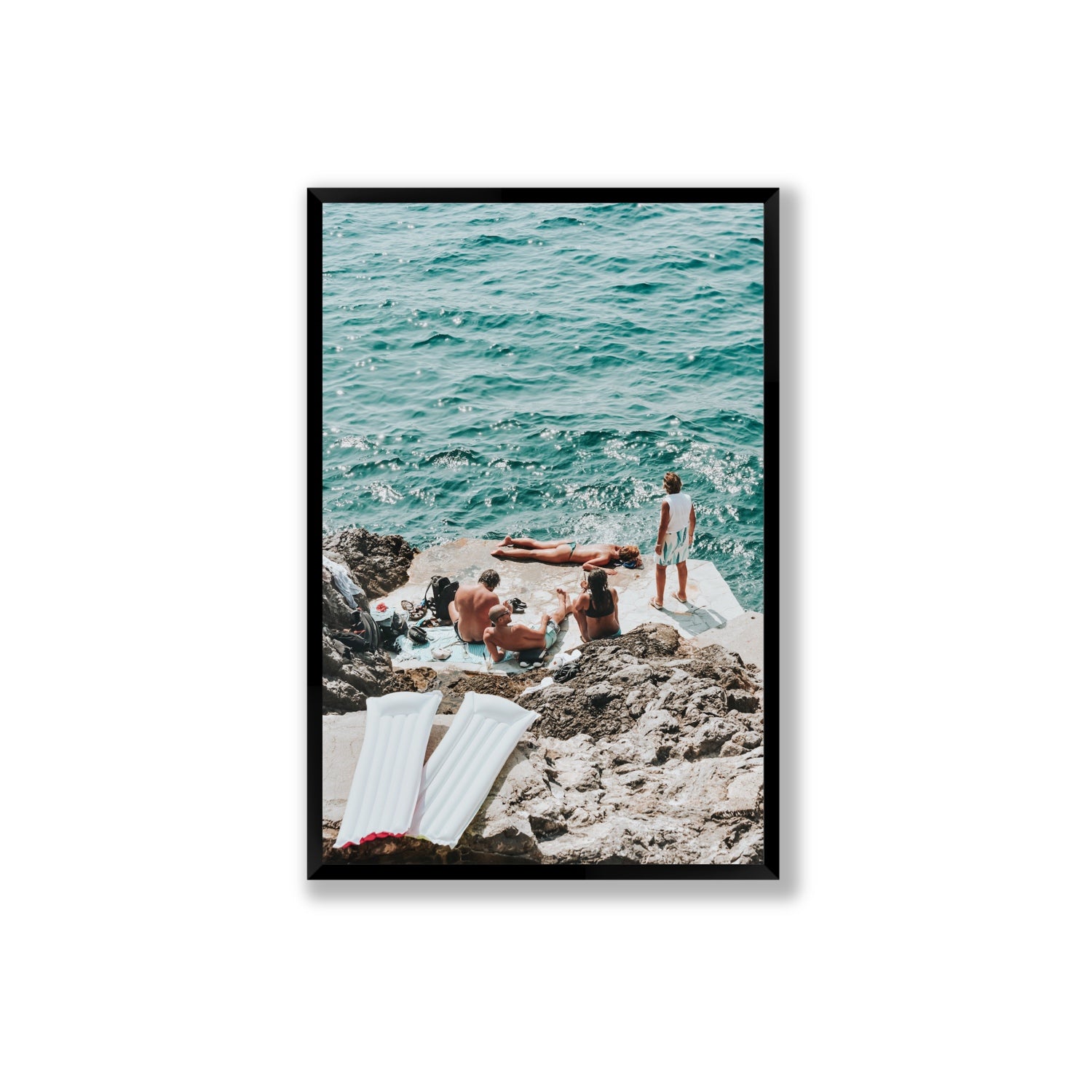 Gli Amici Praiano Amalfi Coast coastal wall art Extra Large full-bleed fine art print in black frame