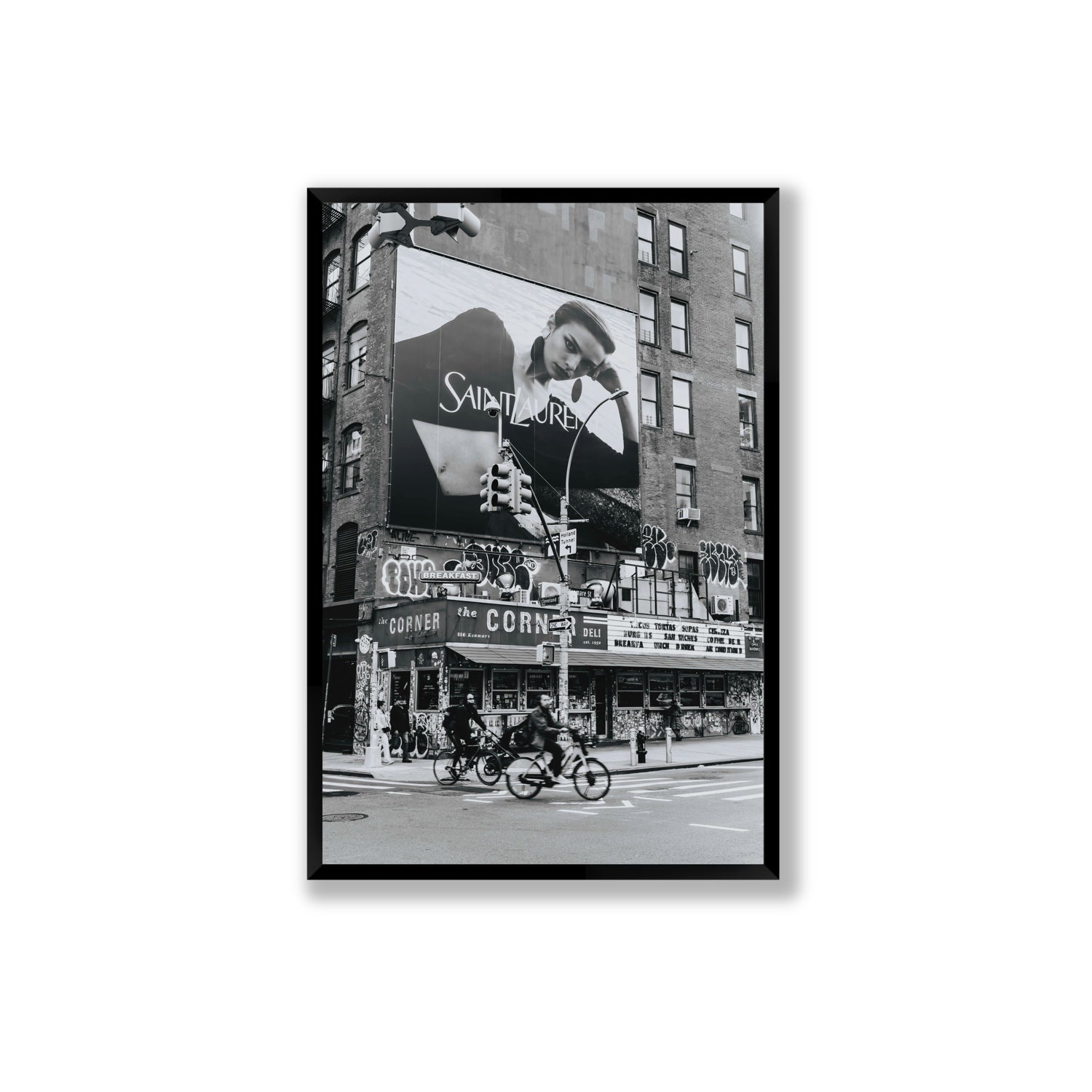 Runway To Rooftops New York NYC Black & White wall art Extra Large full-bleed fine art print in black frame