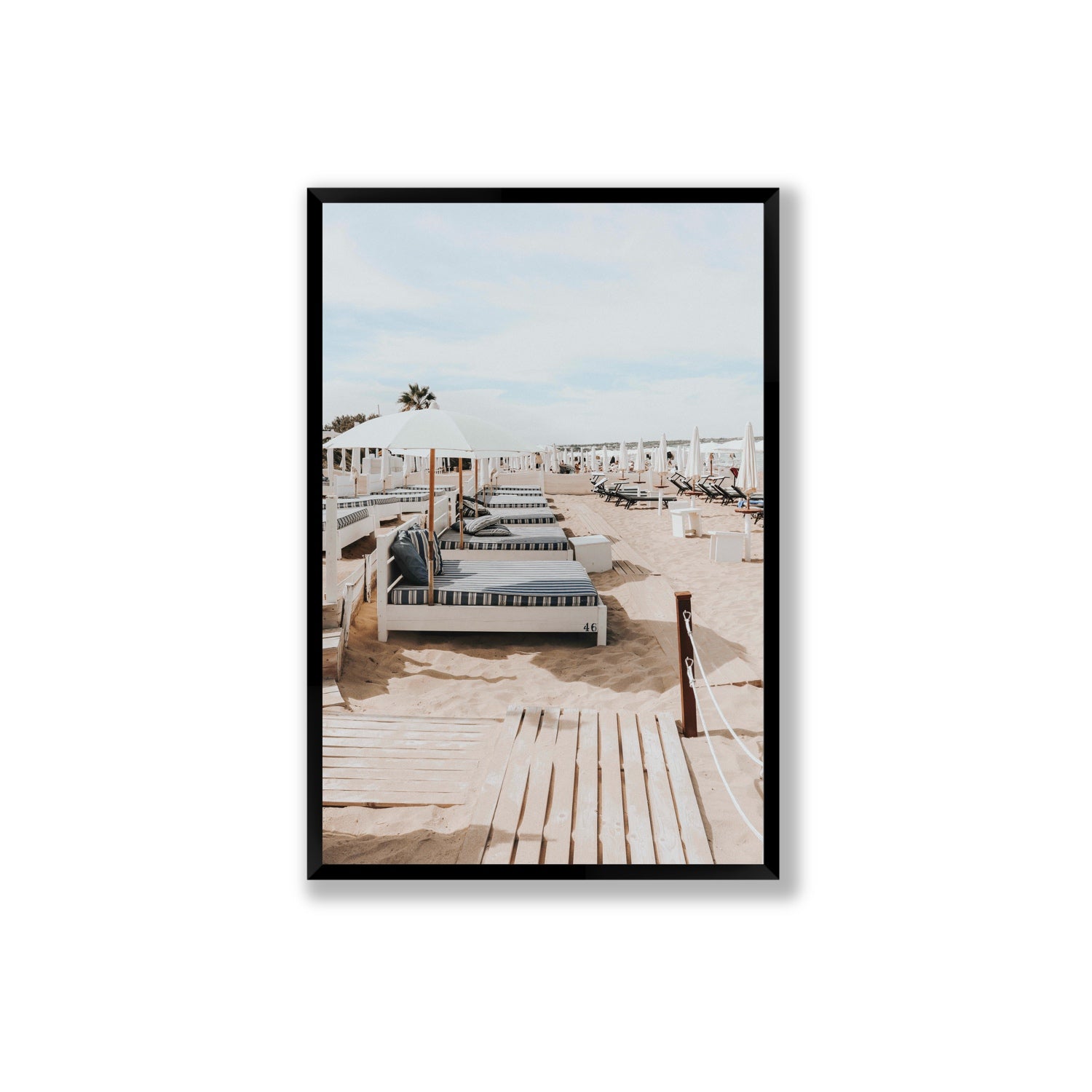 Coastal Repose Puglia beach Mediterranean fine art print Extra Large full-bleed fine art print in black frame