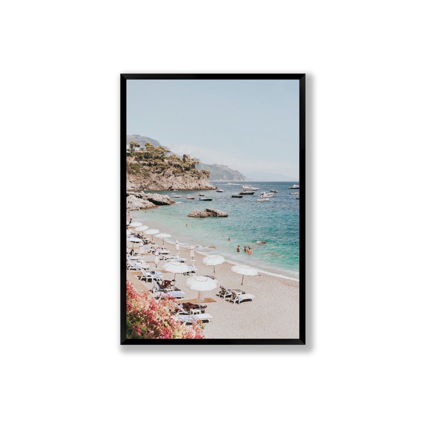 Seaview Refuge Amalfi coastal wall art extra large full-bleed fine art print in black frame