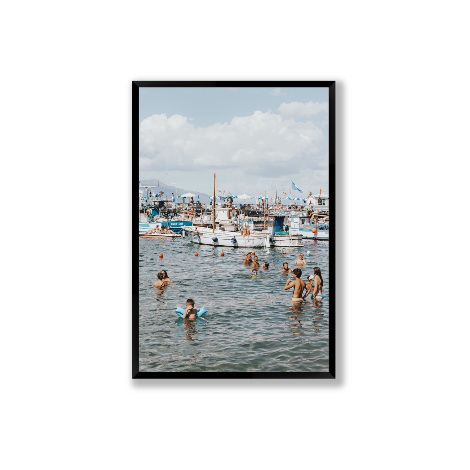 Vacanze Italiane Sorrento Italian coastal wall art Extra Large full-bleed fine art print in black frame