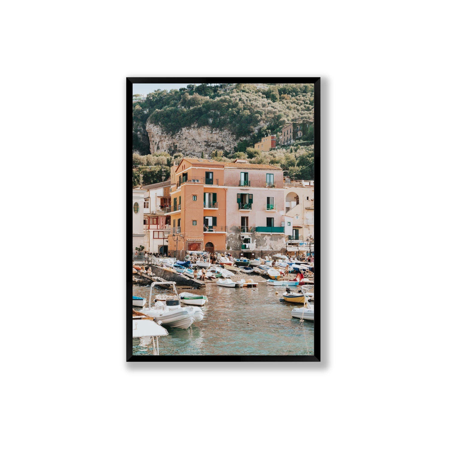 Boatyard Bliss fine art print, Sorrento, Italy, Extra Large, Black Frame · Full Bleed, Fine Art Print