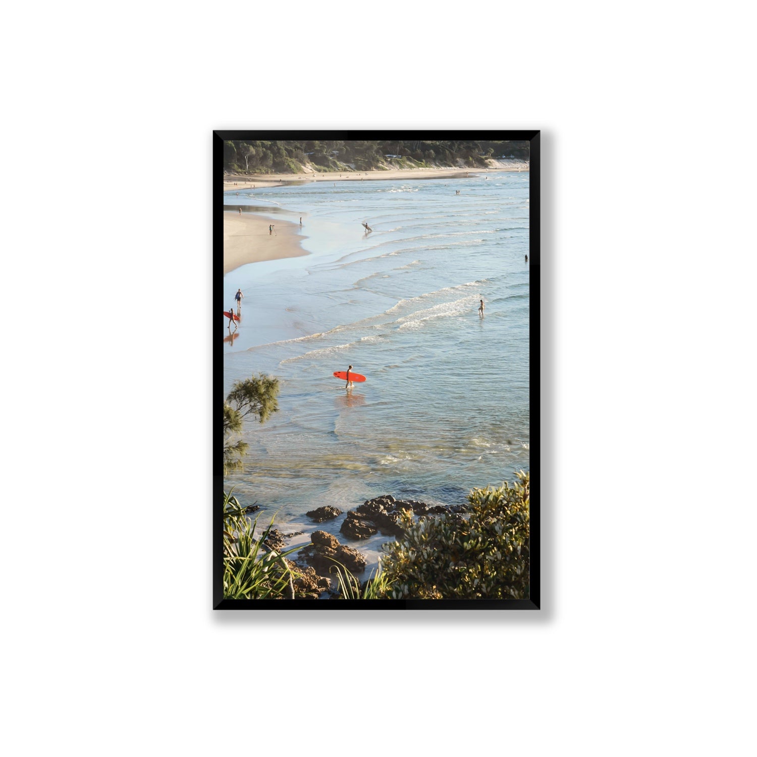 Seclusion Byron Bay Surf coastal wall art Extra Large full-bleed fine art print in black frame
