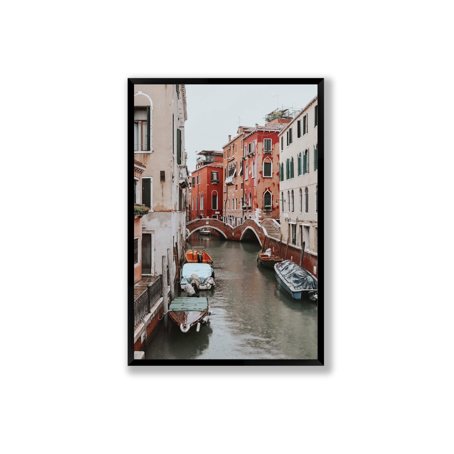 City of Water Venice Italian Mediterranean decor wall art Extra Large full-bleed fine art print in black frame