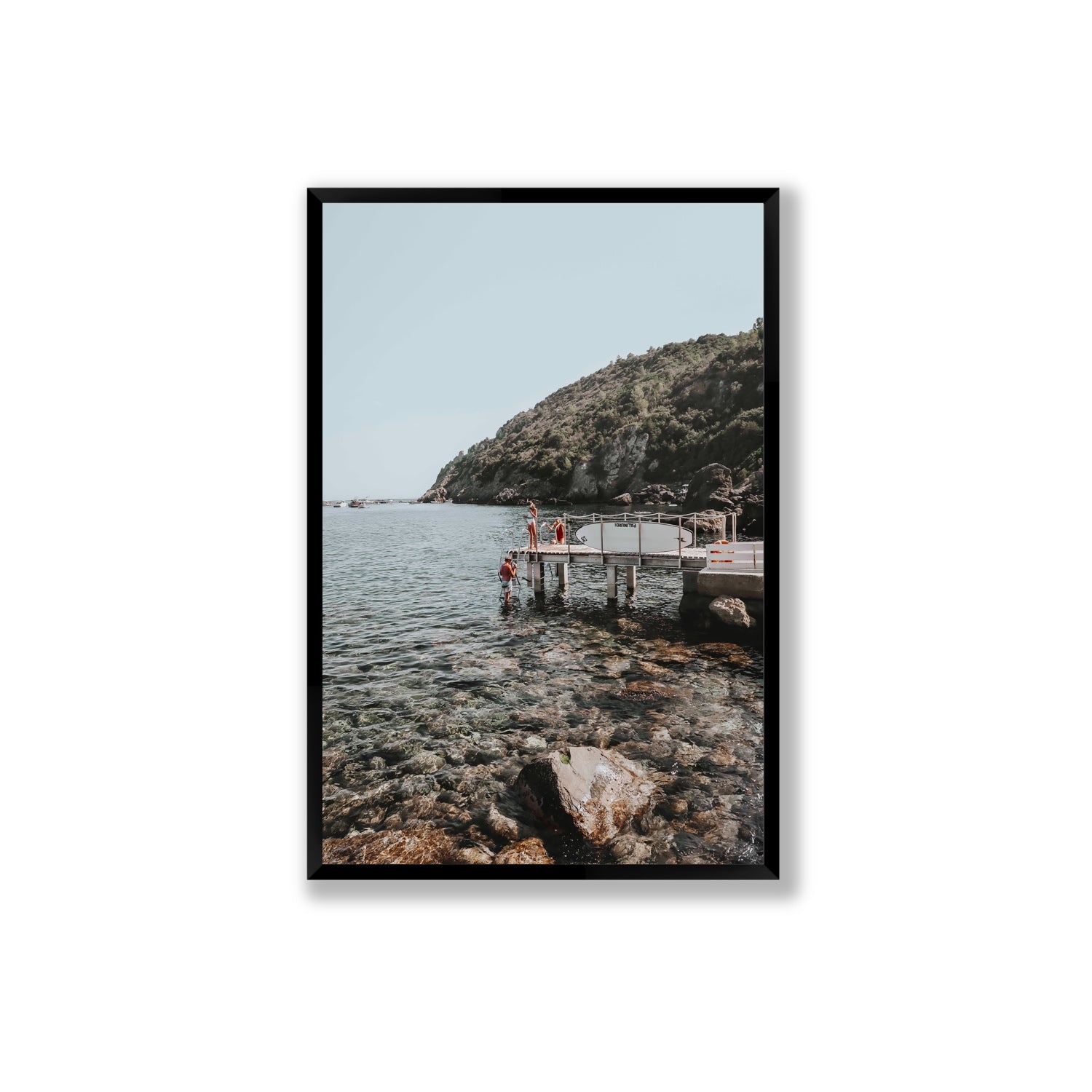 Tidal Explorers Tuscany coastal Italian wall art Extra Large full-bleed fine art print in black frame