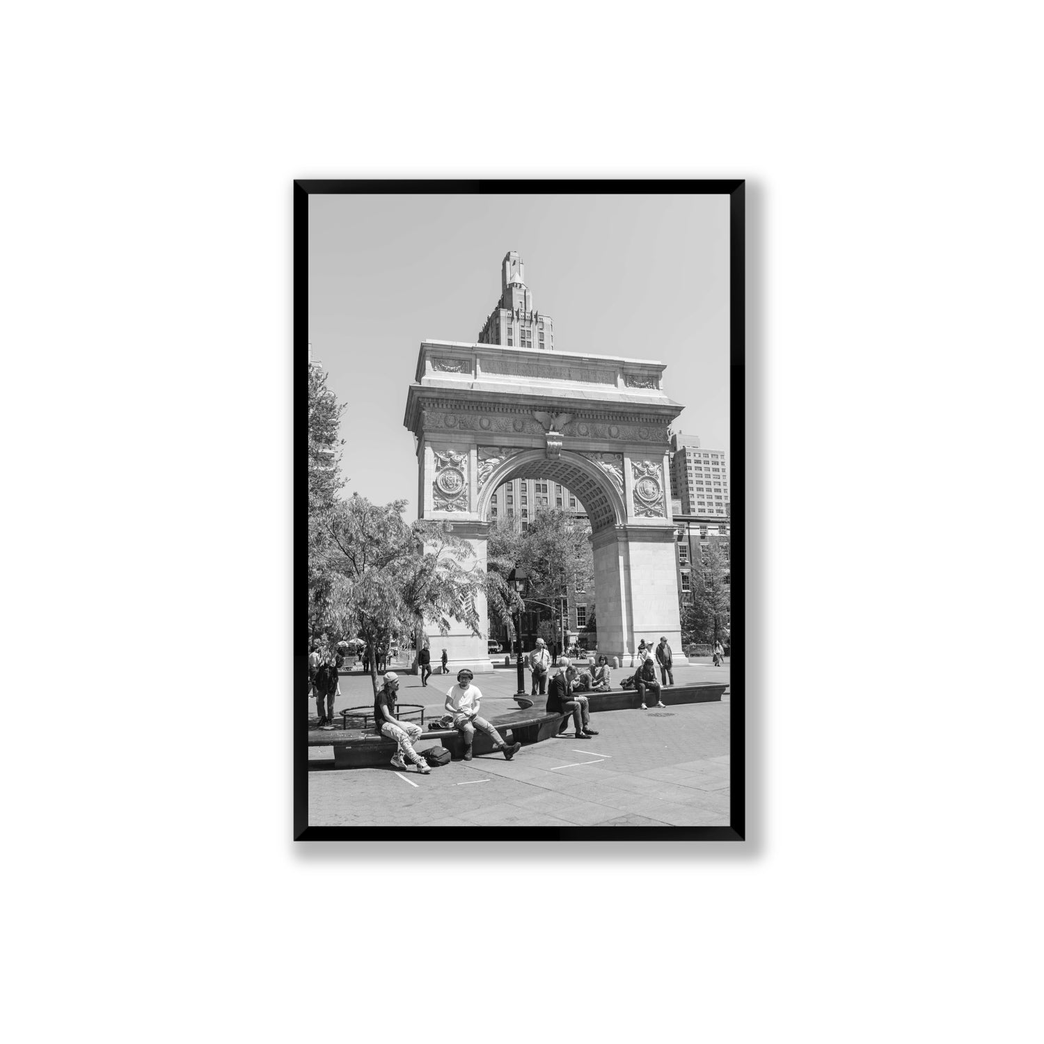 City Picnic New York NYC Black & White wall art Extra Large full-bleed fine art print in black frame