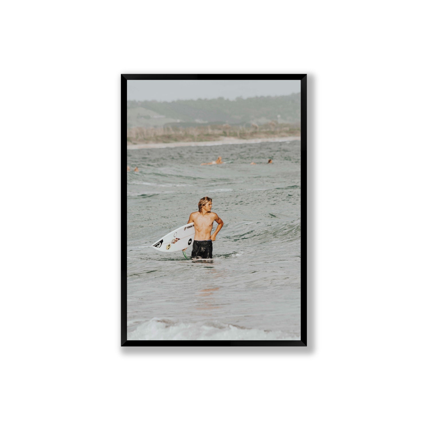 Chasing Mavericks Byron Bay Surf coastal wall art Extra Large full-bleed fine art print in black frame