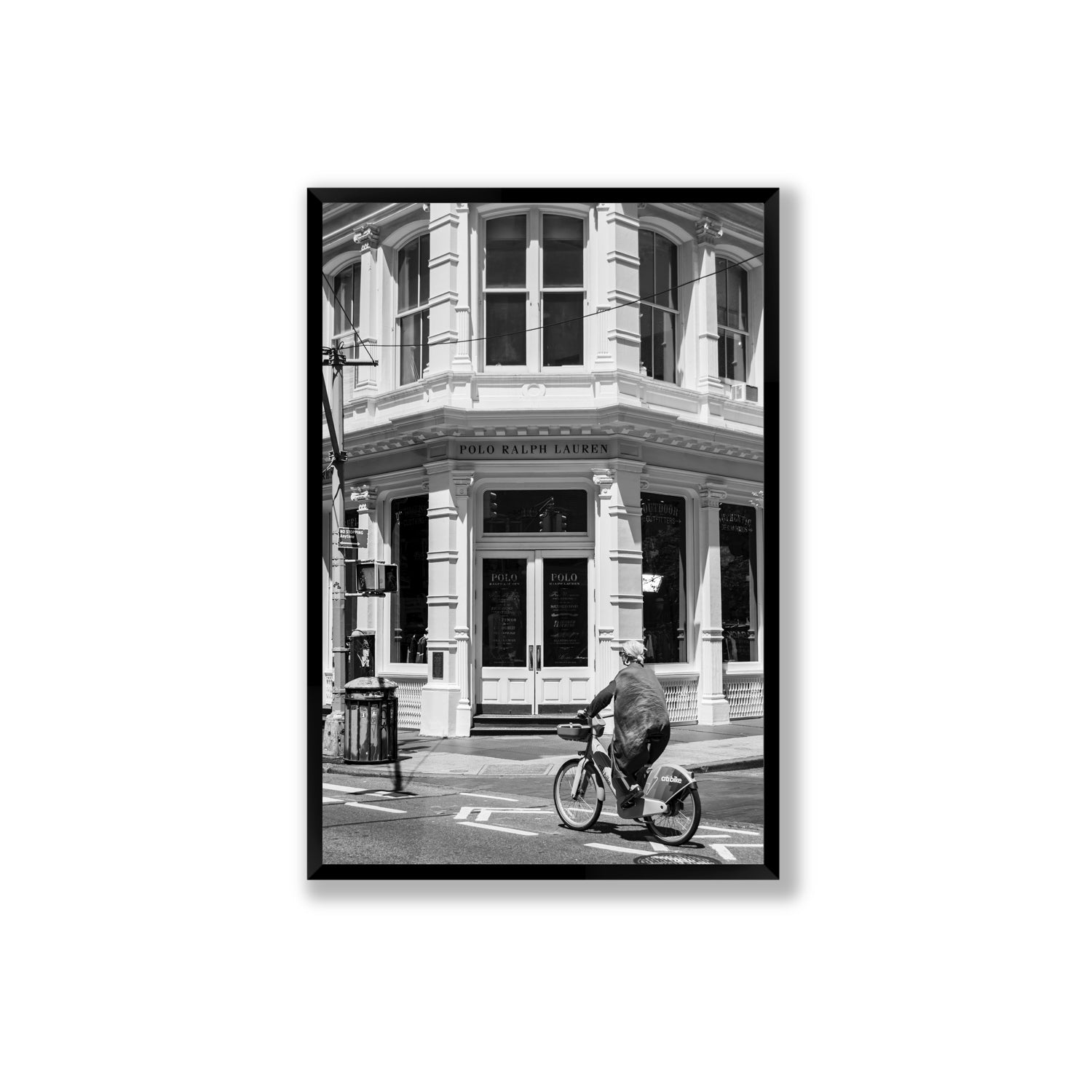 Downtown Rider New York NYC Black & White wall art Extra Large full-bleed fine art print in black frame