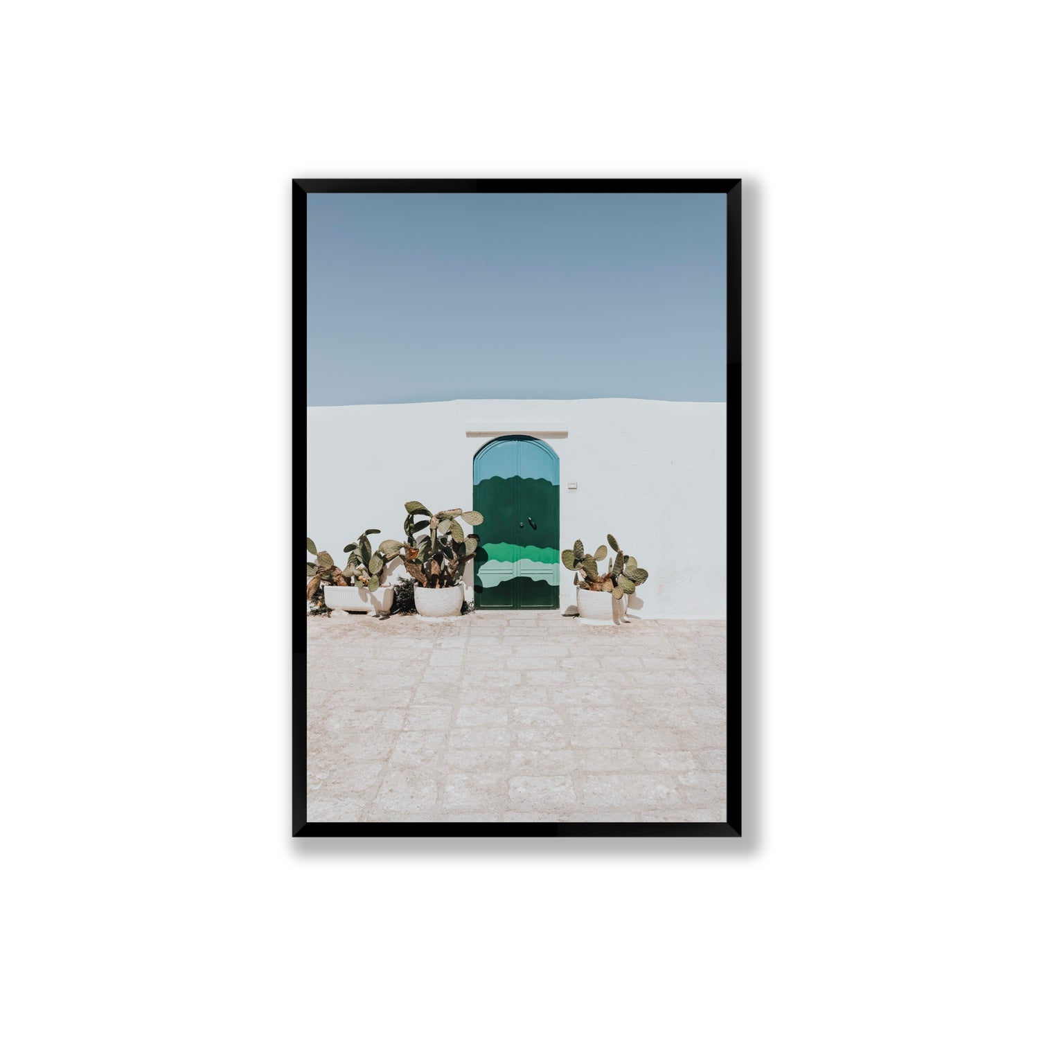 Imaginary Exit Puglia Mediterranean wall art Extra Large full-bleed fine art print in black frame