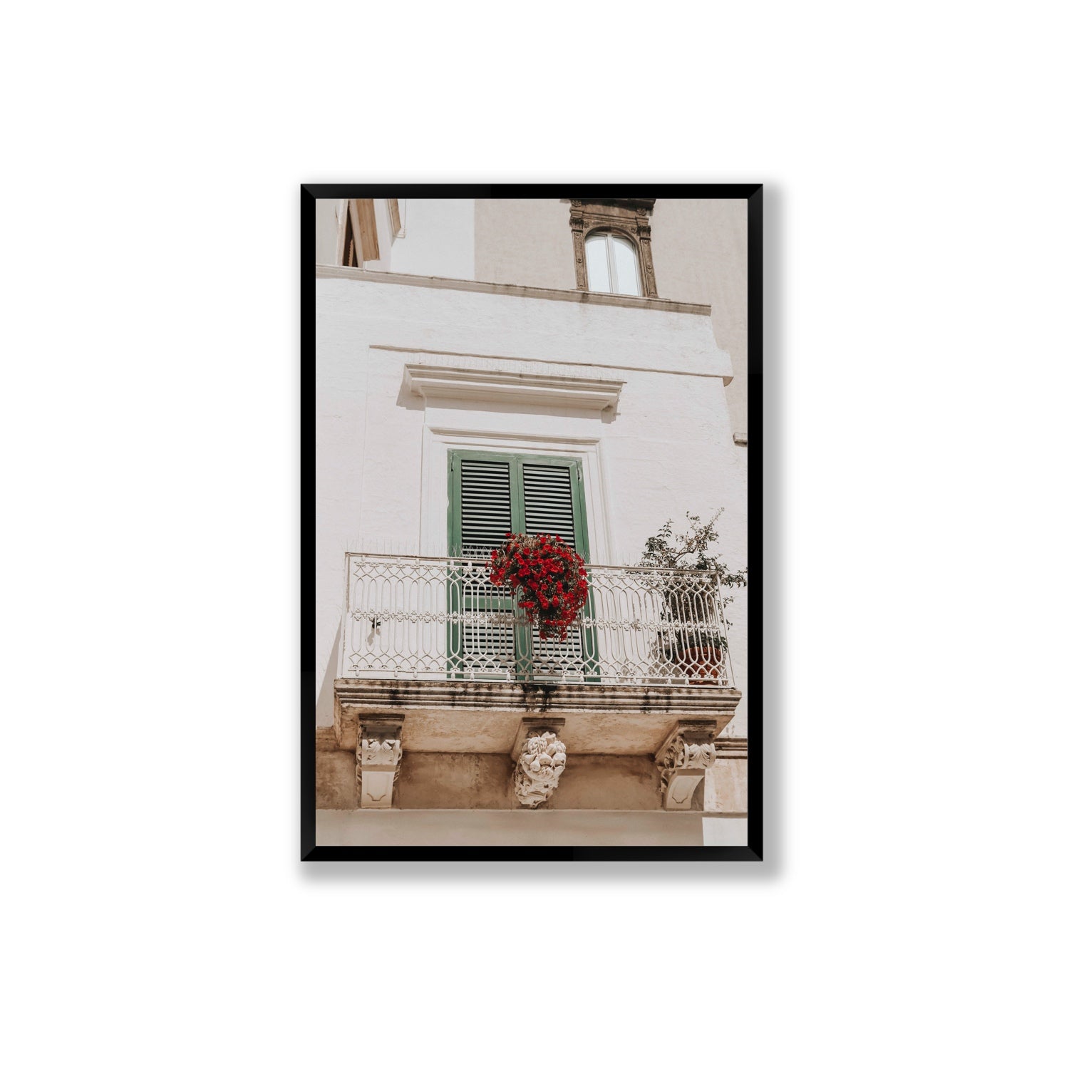 Balcone Estivo Puglia Italian wall art Extra Large full-bleed fine art print in black frame