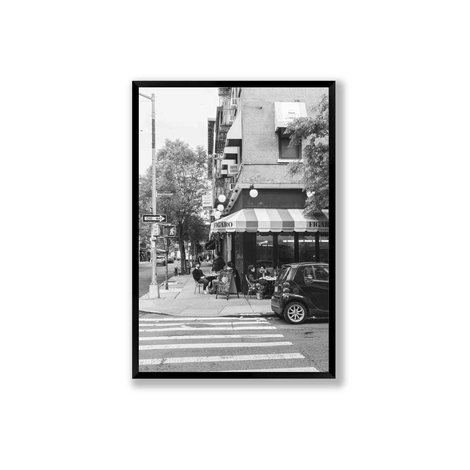 Figaro New York NYC Black & White wall art Extra Large full-bleed fine art print in black frame