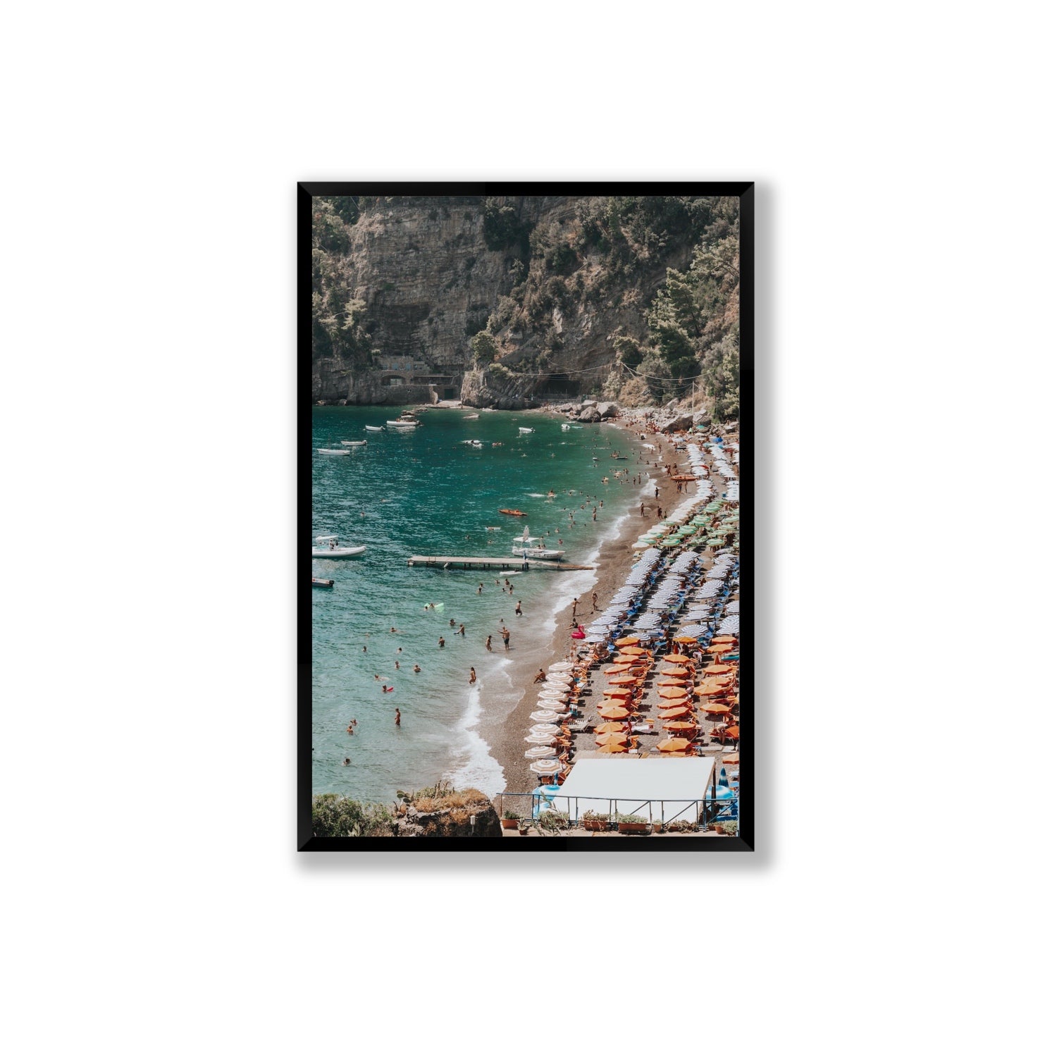 Parasol Panorama fine art print, Positano, Italy, Extra Large, Black Frame · Full Bleed, Fine Art Print