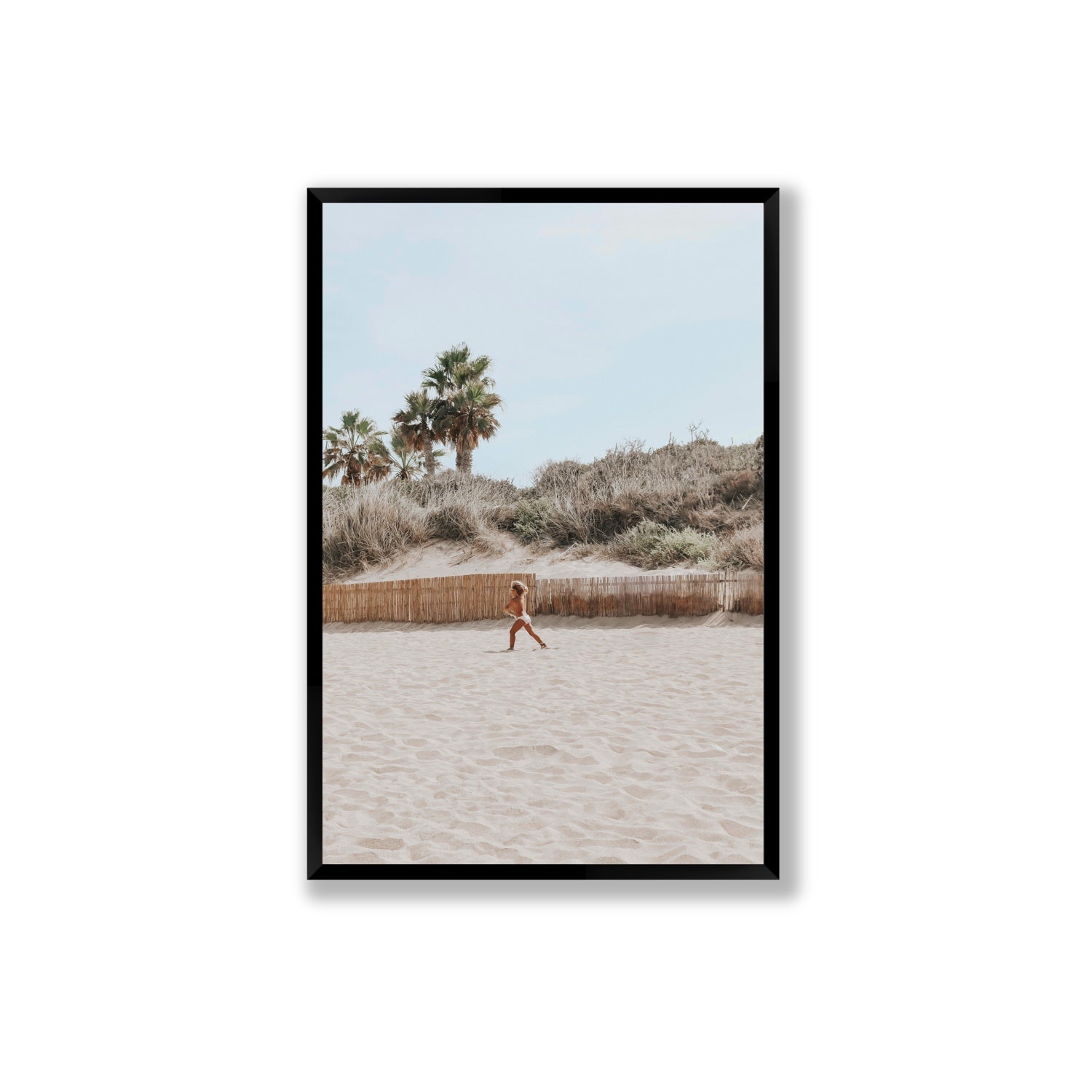 Joyful Sprint Puglia beach coastal fine art print Extra Large full-bleed fine art print in black frame