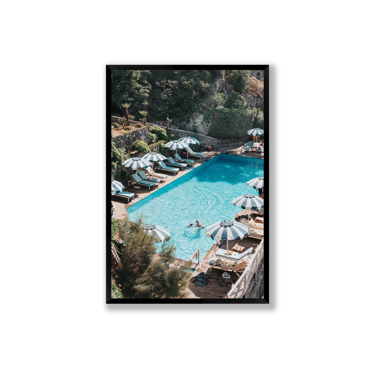 Poolside Paradise fine art print, Ischia, Italy, Extra Large, Black Frame · Full Bleed, Fine Art Print