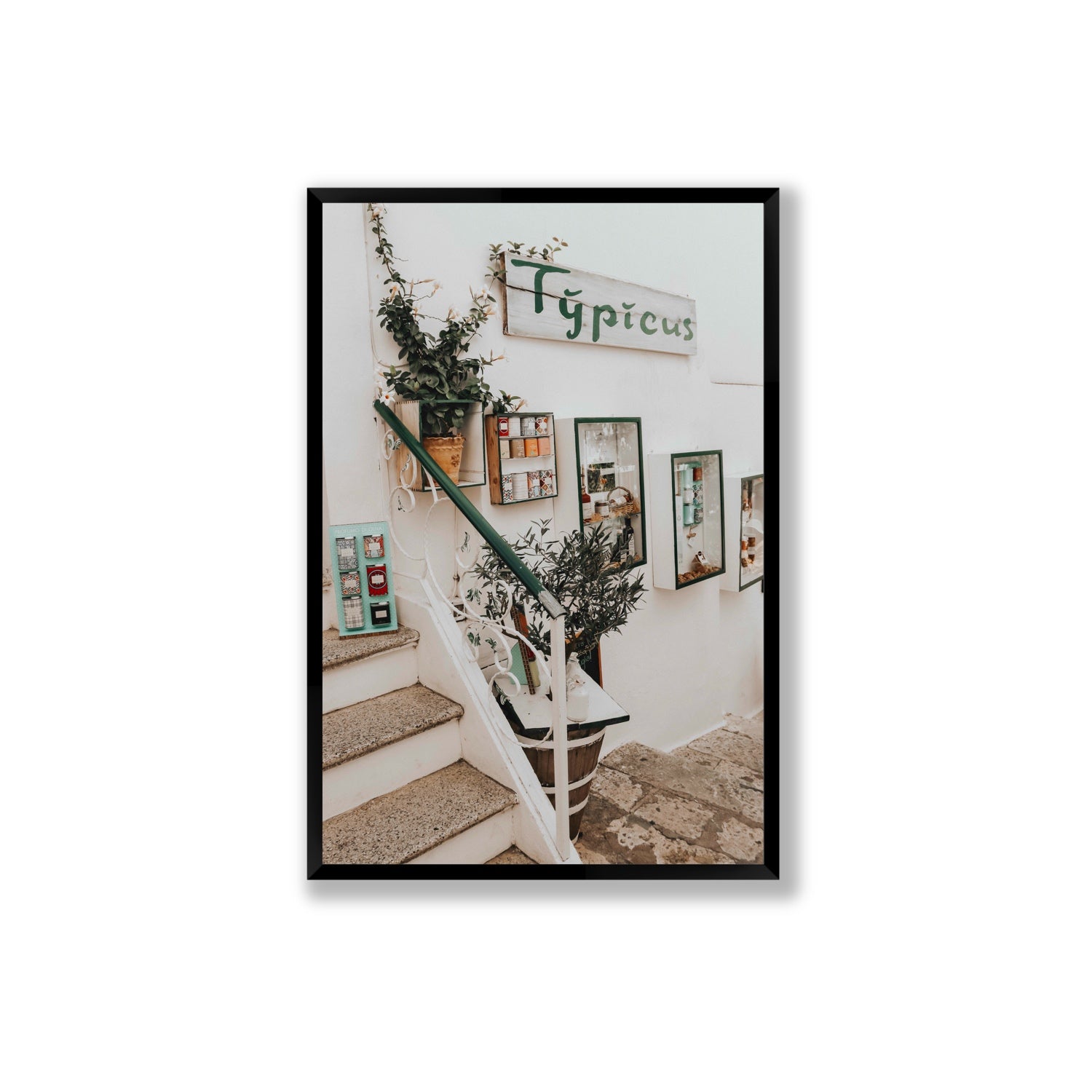 Il Negozio Puglia Ostuni wall art Extra Large full-bleed fine art print in black frame