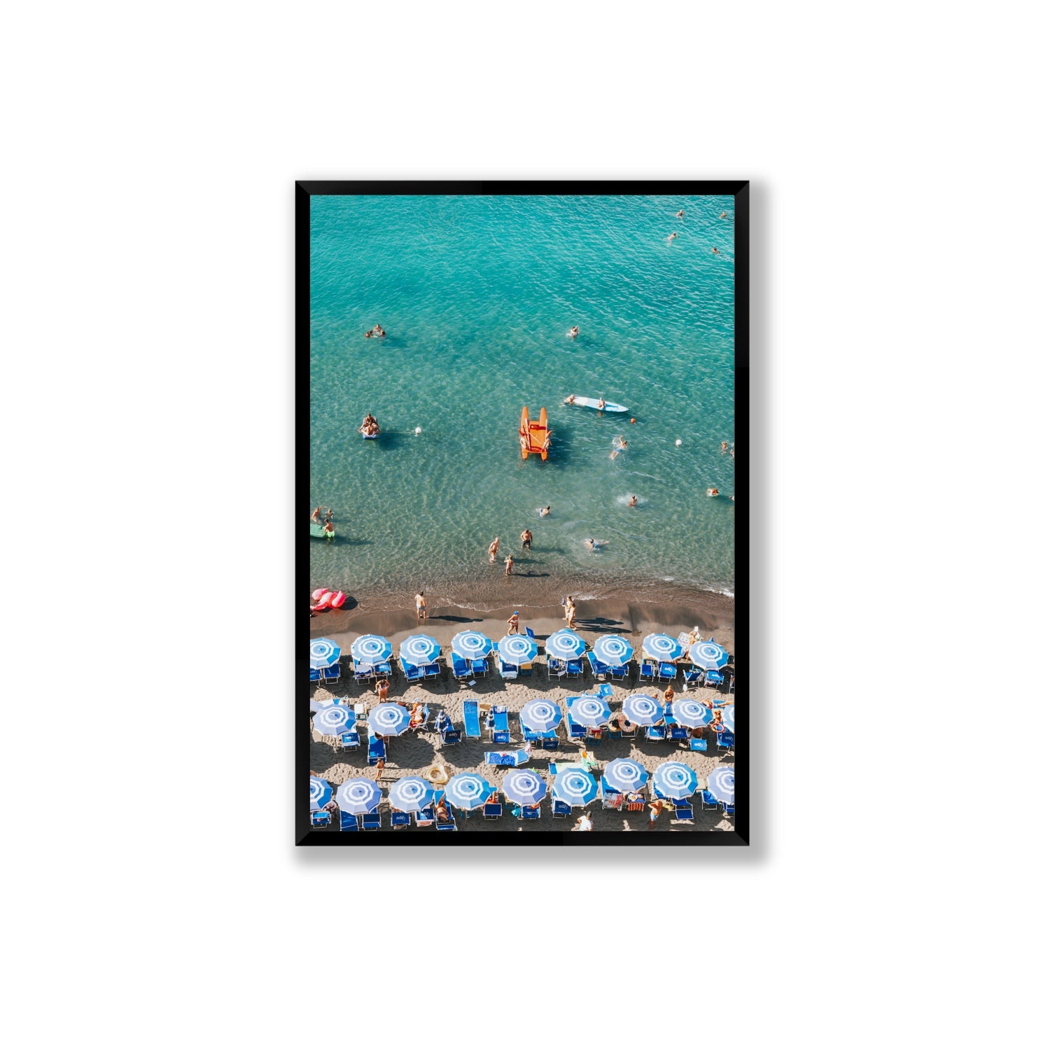Aquamarine Oasis Sorrento Italian coastal wall art Extra Large full-bleed fine art print in black frame