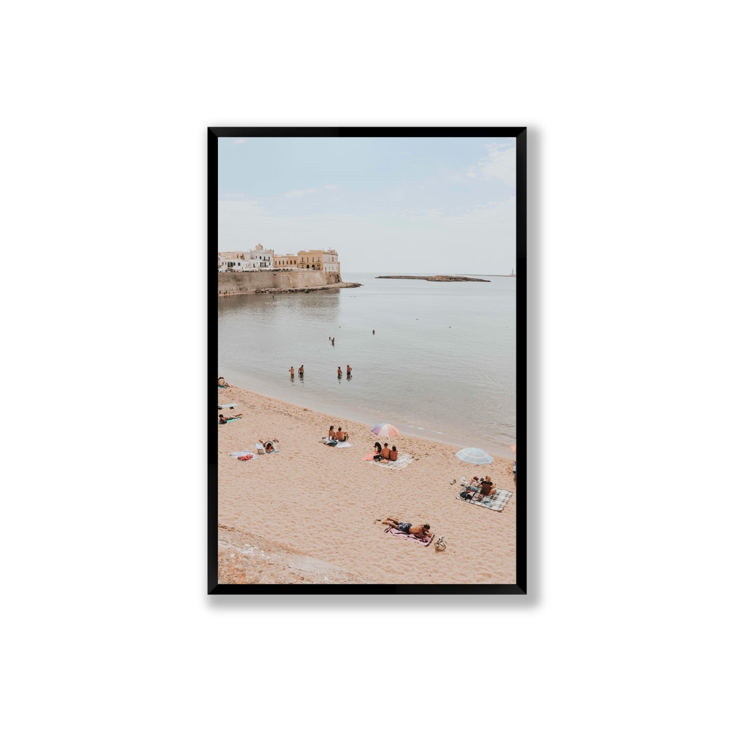Spiaggia della Purita Puglia coastal art print Extra Large full-bleed fine art print in black frame