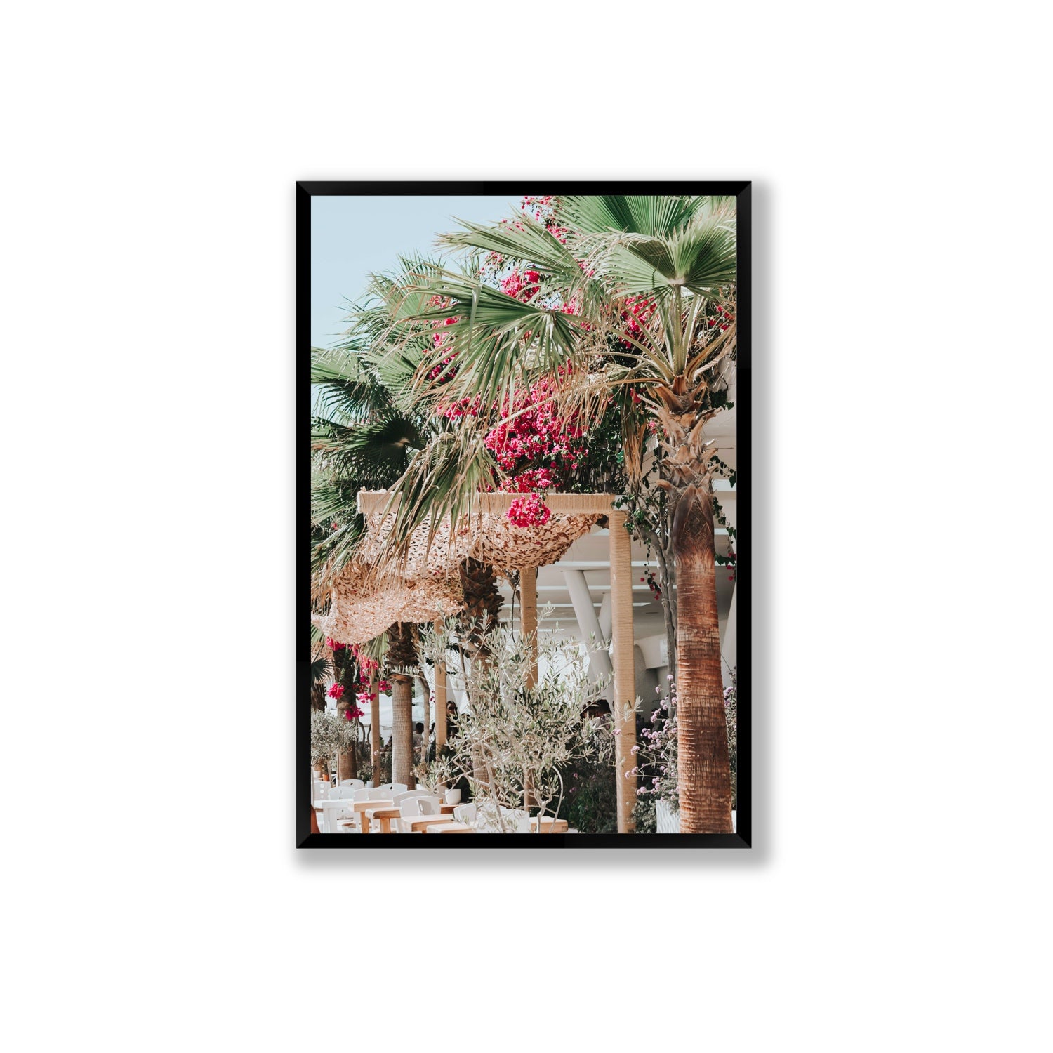 Palm Trees Mykonos Greek island wall art Extra Large full-bleed fine art print in black frame