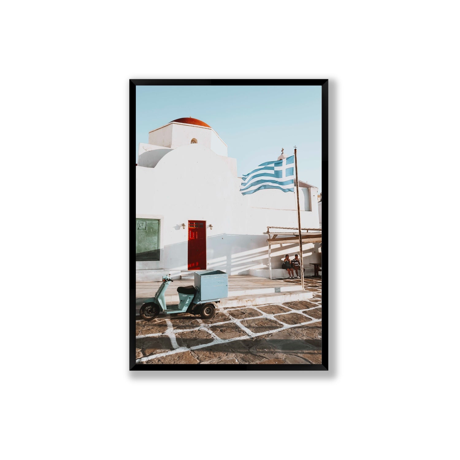 Mykonos Postcard fine art print, Mykonos, Greece, Extra Large, Black Frame · Full Bleed, Fine Art Print