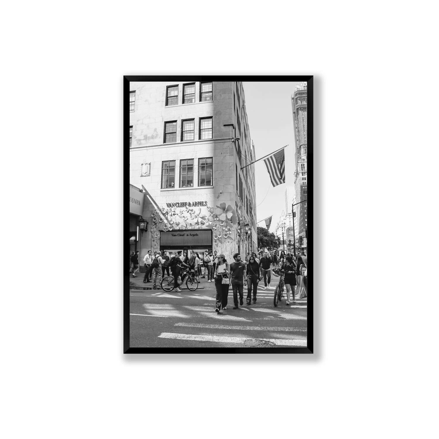 Sidewalk Shuffle New York NYC Black & White wall art Extra Large full-bleed fine art print in black frame
