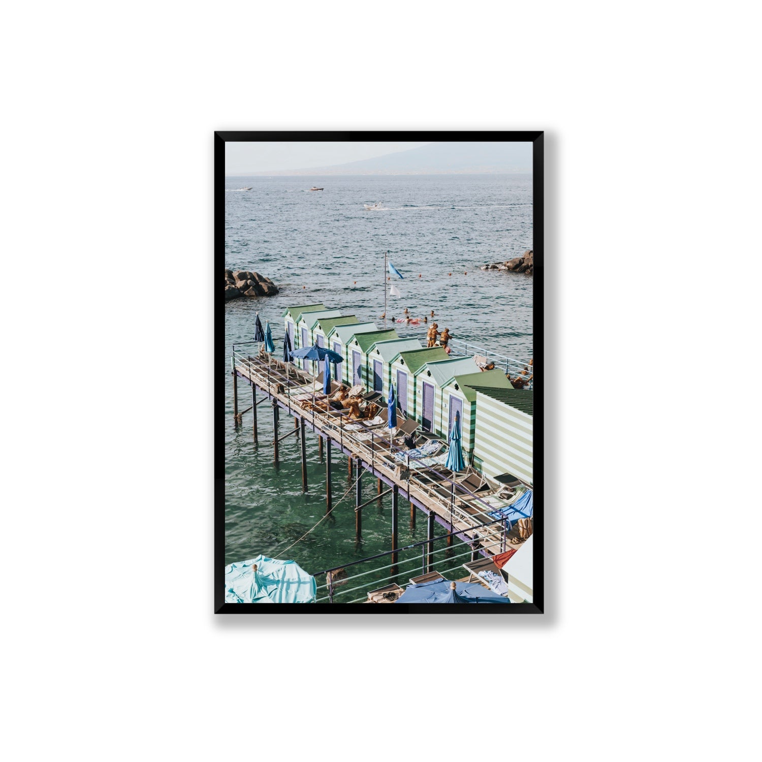 Cabine da Spiaggia fine art print, Sorrento, Italy, Extra Large, Black Frame · Full Bleed, Fine Art Print