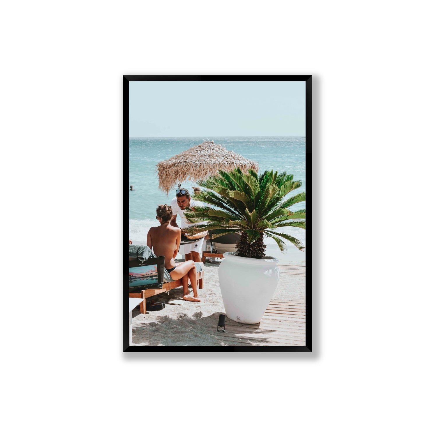 At Your Service Mykonos Greek island wall art Extra Large full-bleed fine art print in black frame