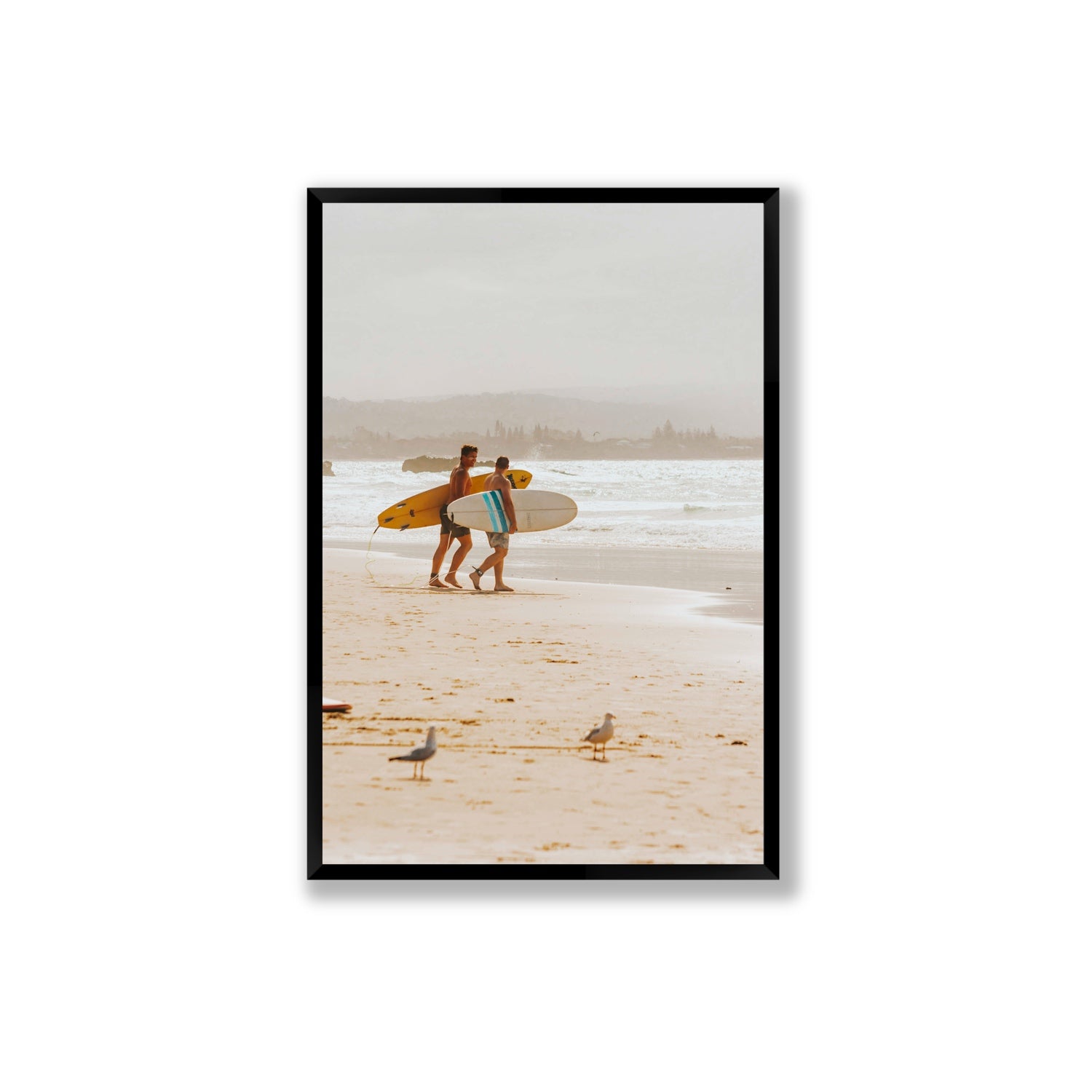 Shane & Benji Byron Bay Surf coastal wall art Extra Large full-bleed fine art print in black frame