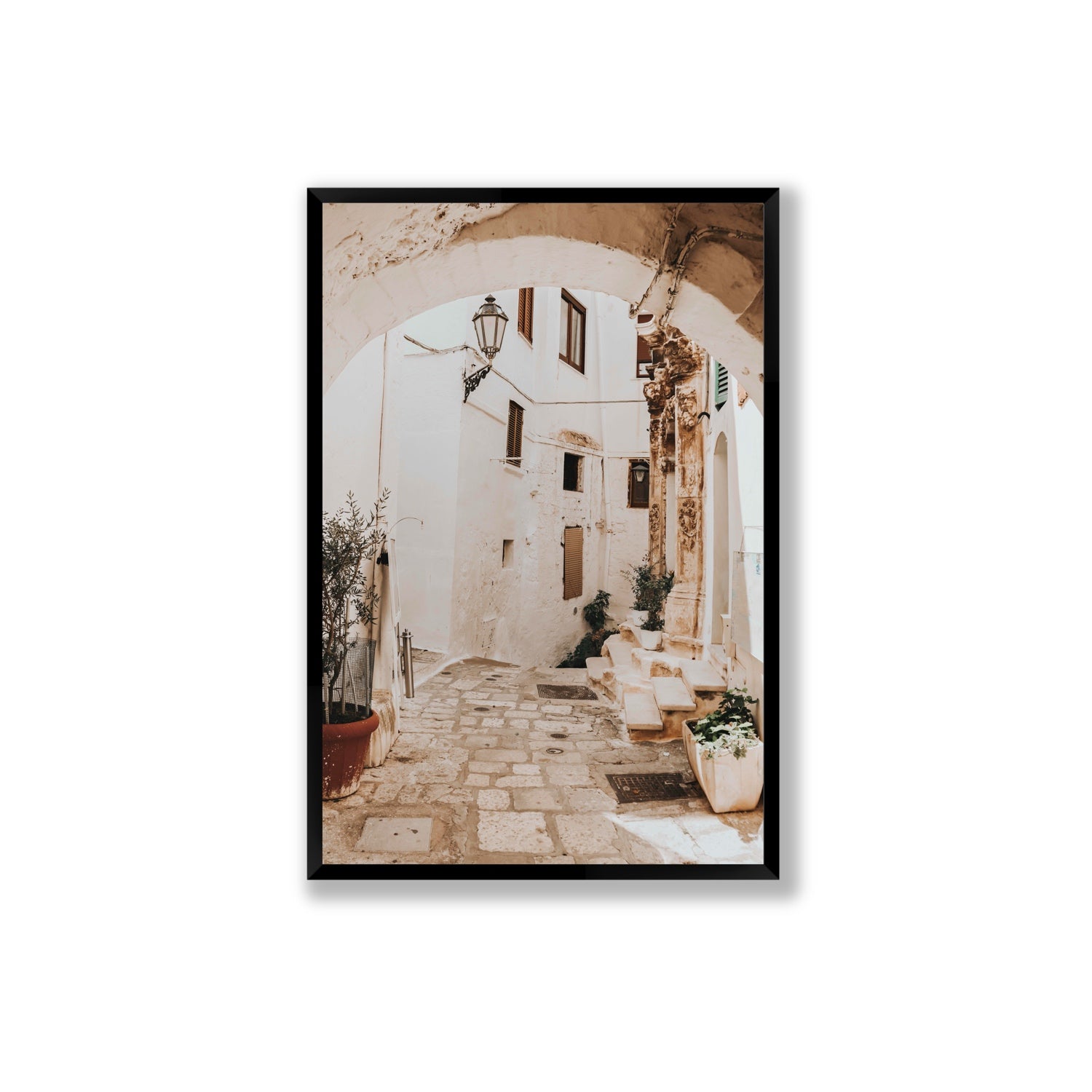 Pathway Wander Puglia Ostuni wall art Extra Large full-bleed fine art print in black frame