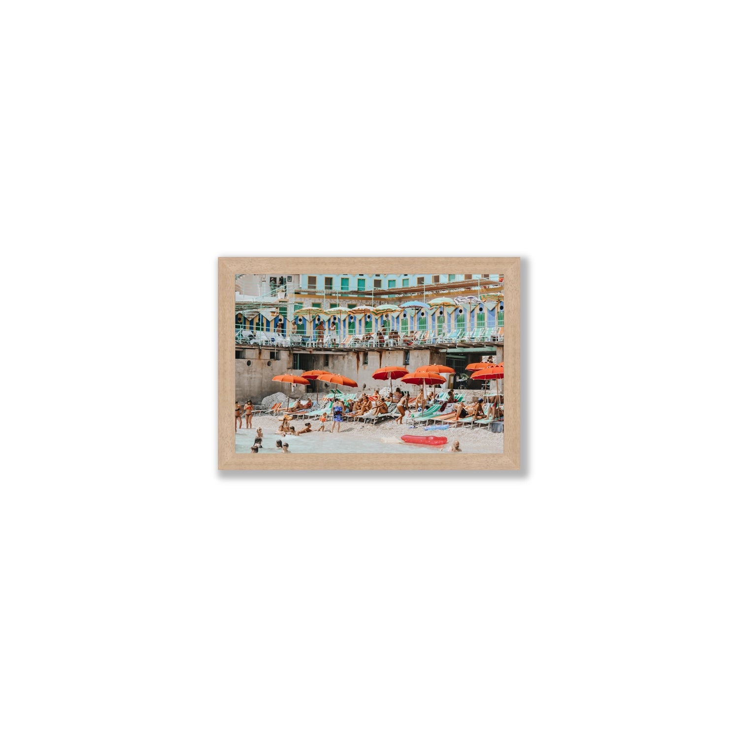 Umbrella Fiesta fine art print, Capri, Italy, Small, Natural Oak Frame · Full Bleed, Fine Art Print