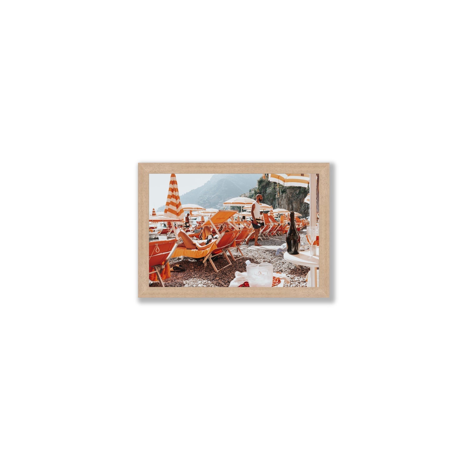 Zesty Shade Positano wall art Small full-bleed fine art print in natural oak frame