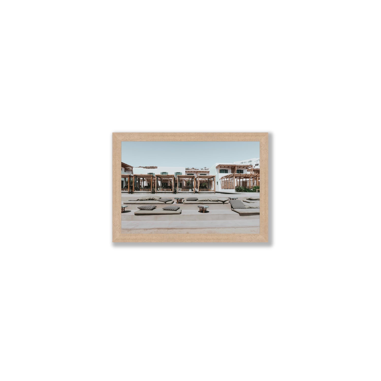 Platis Gialos fine art print, Mykonos, Greece, Small, Natural Oak Frame · Full Bleed, Fine Art Print