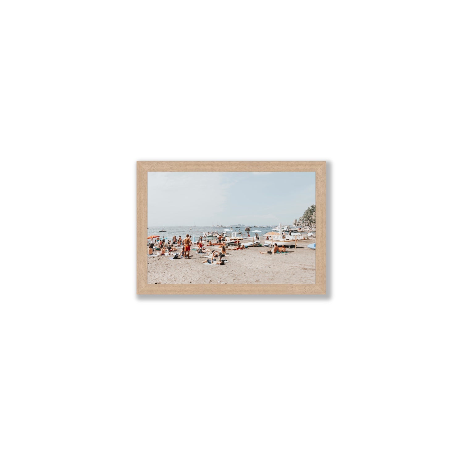 Beachy Vibes fine art print, Positano, Italy, Small, Natural Oak Frame · Full Bleed, Fine Art Print