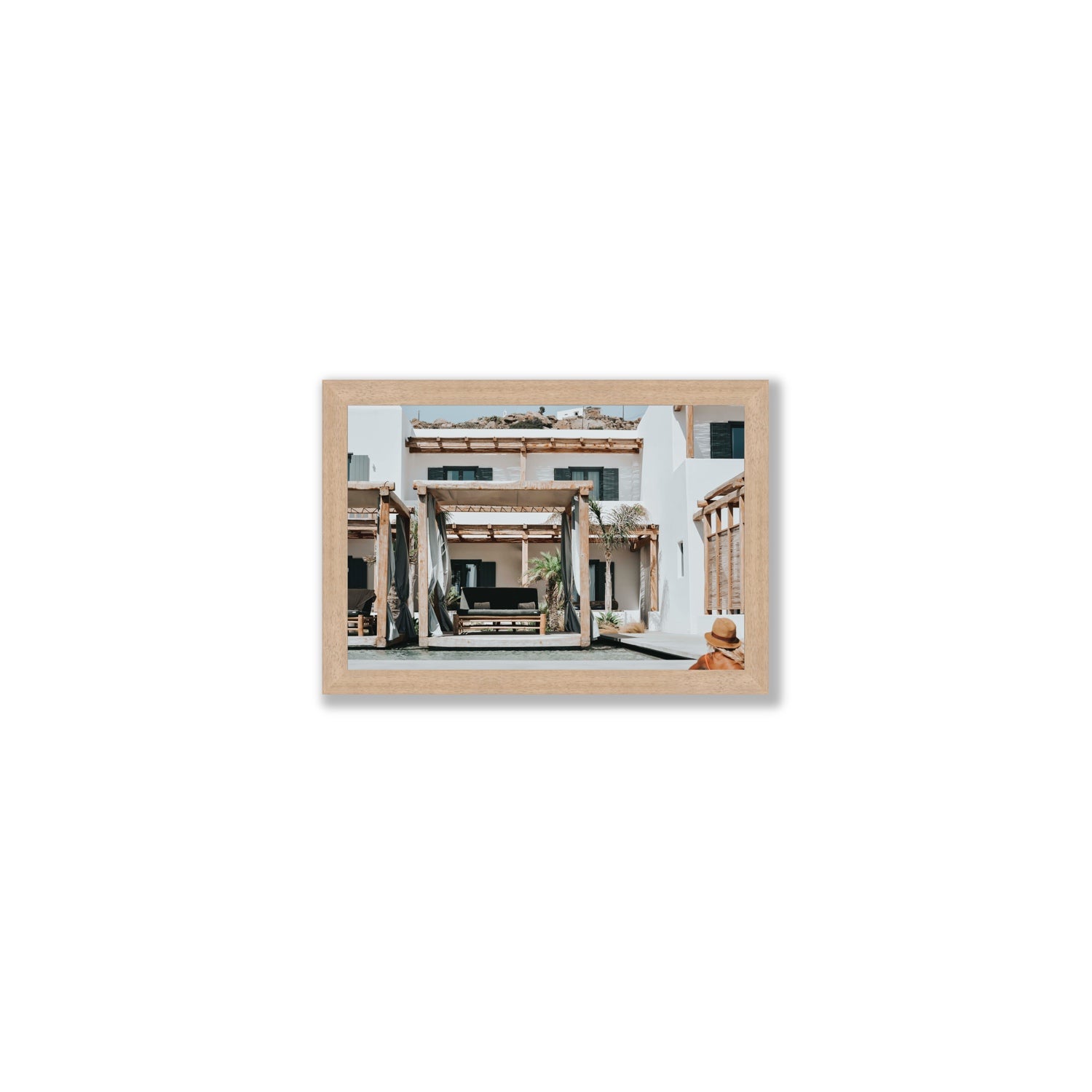 Dream Villa fine art print, Mykonos, Greece, Small, Natural Oak Frame · Full Bleed, Fine Art Print